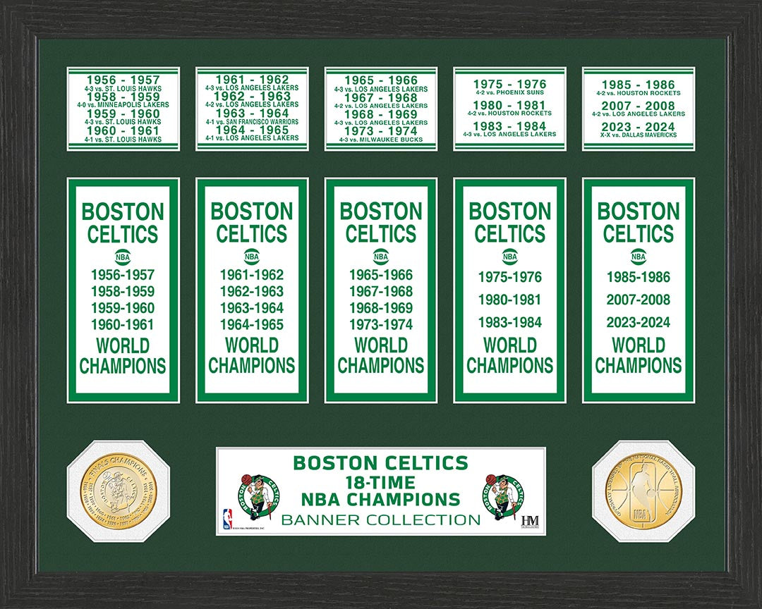 Boston Celtics 18-Time NBA Champions Banner Collection Bronze Coin Photo Mint - Sports Collectibles, Sports Memorabilia, Sports Fan Shop, Sports Gifts