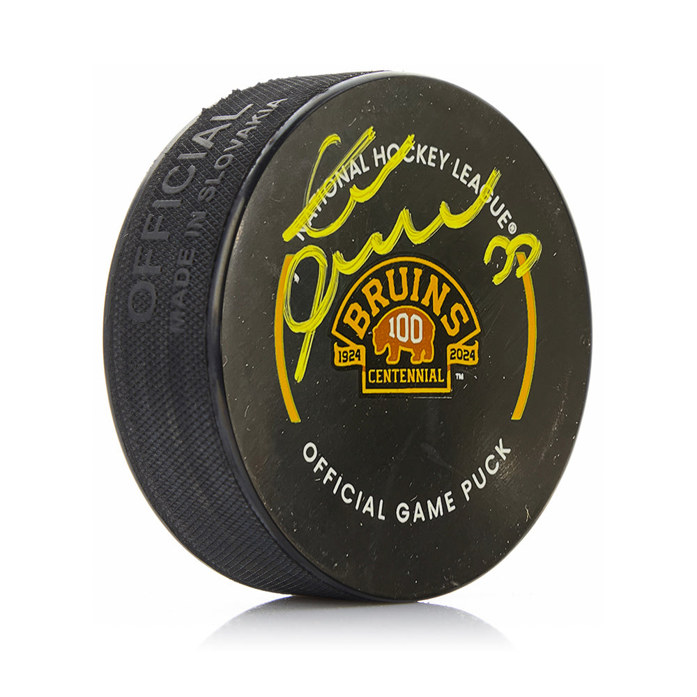 Zdeno Chara Boston Bruins Autographed 100th Anniversary Hockey Game Model Puck - Sports Collectibles, Sports Memorabilia, Sports Fan Shop, Sports Gifts