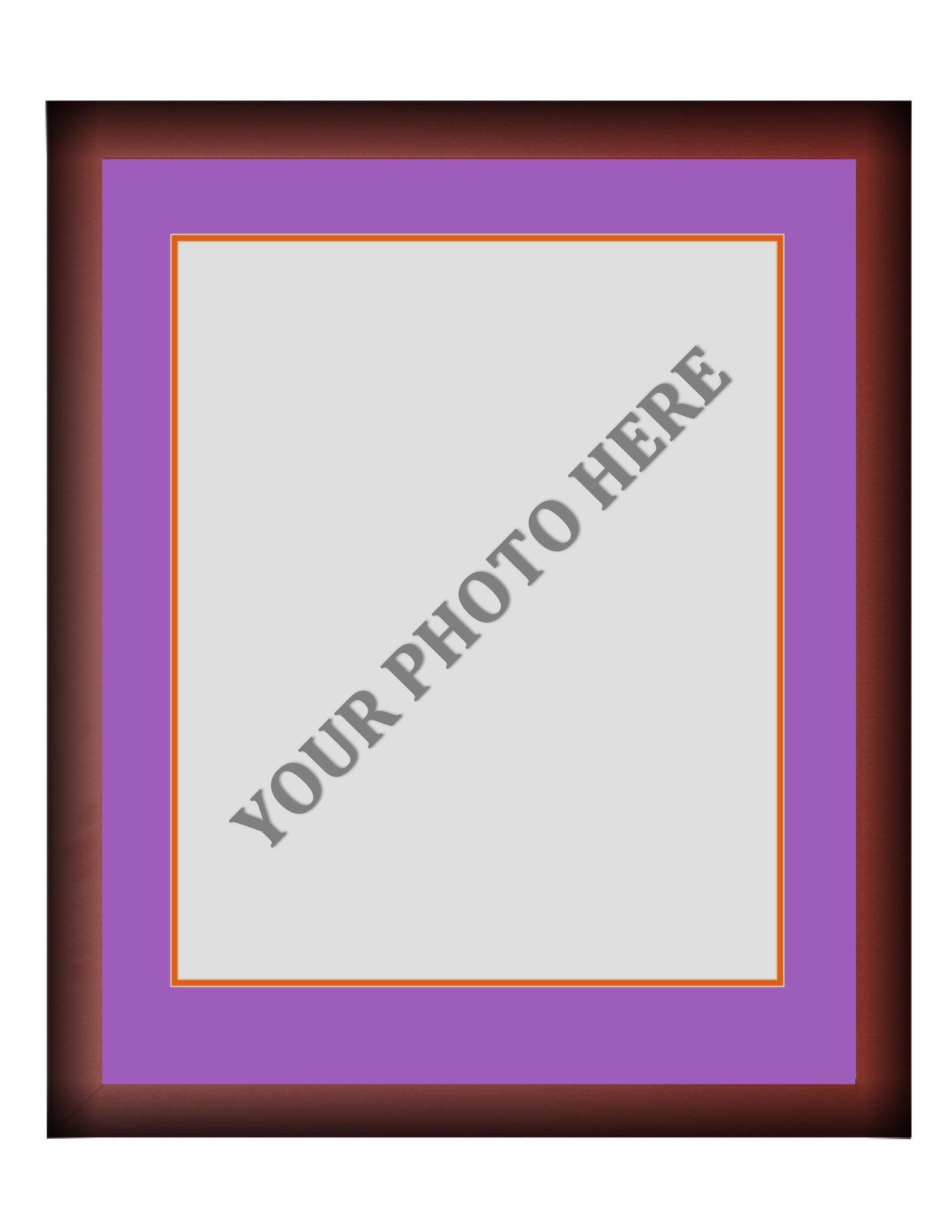 Frame Kit - Cherry Wood Frame | Purple Matting | Orange Trim - Sports Collectibles, Sports Memorabilia, Sports Fan Shop, Sports Gifts