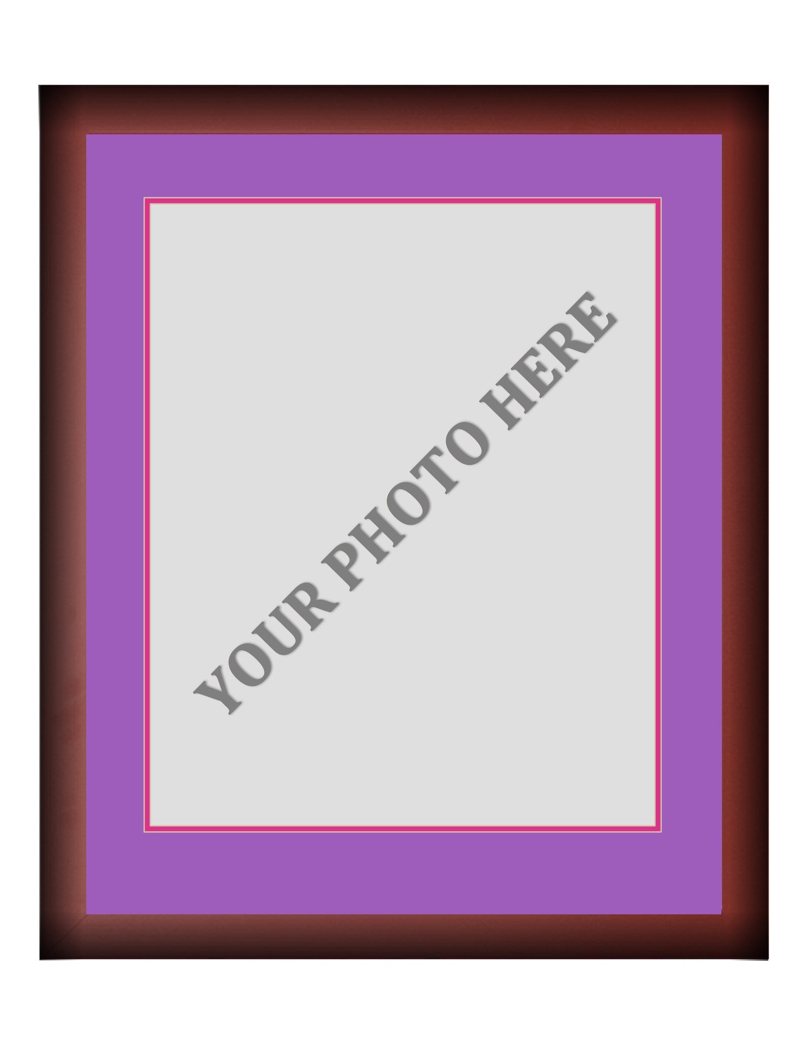 Frame Kit - Cherry Wood Frame | Purple Matting | Pink Trim - Sports Collectibles, Sports Memorabilia, Sports Fan Shop, Sports Gifts