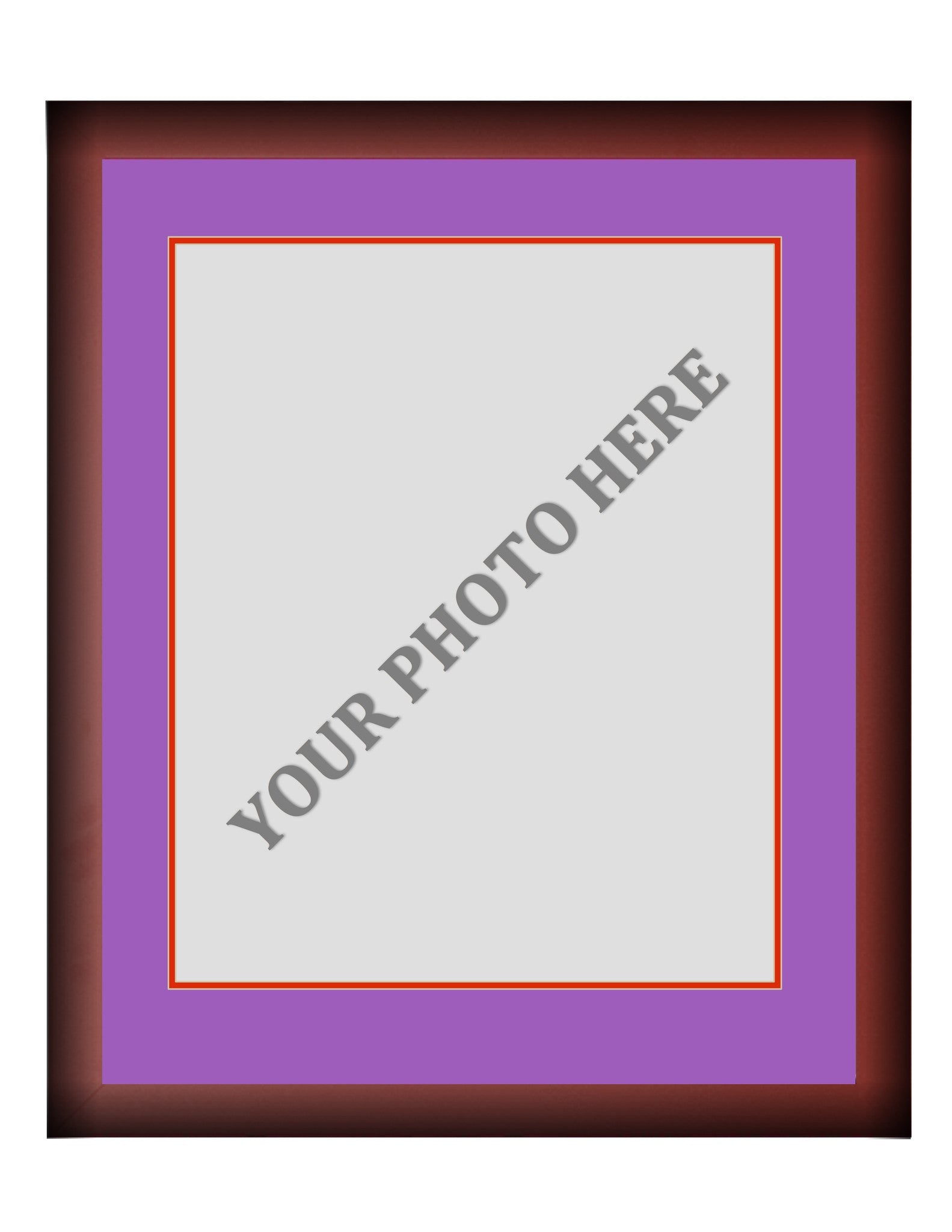 Frame Kit - Cherry Wood Frame | Purple Matting | Red Trim - Sports Collectibles, Sports Memorabilia, Sports Fan Shop, Sports Gifts