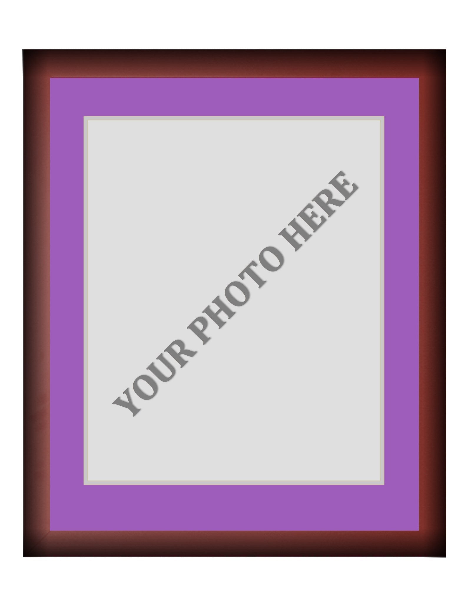 Frame Kit - Cherry Wood Frame | Purple Matting | Silver Trim - Sports Collectibles, Sports Memorabilia, Sports Fan Shop, Sports Gifts