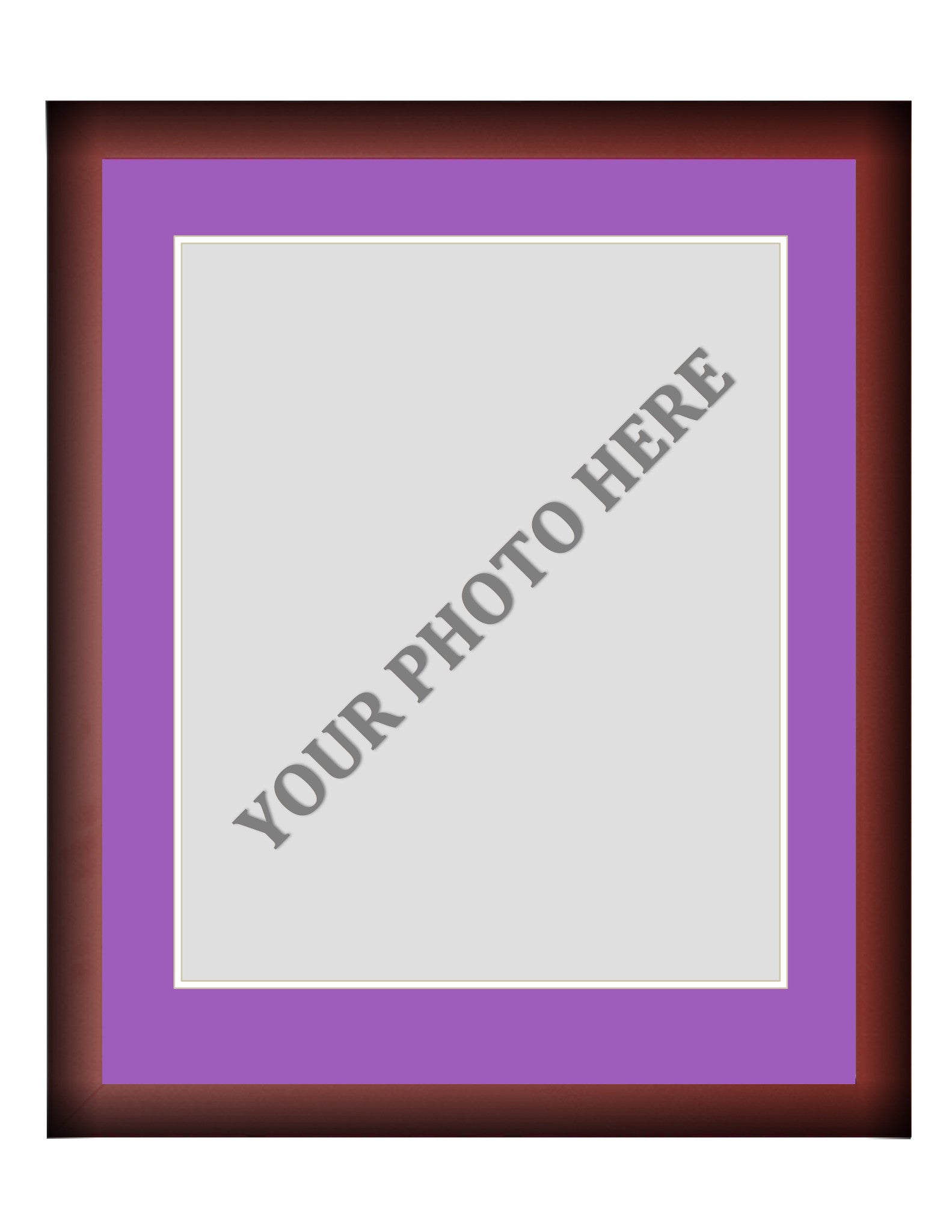 Frame Kit - Cherry Wood Frame | Purple Matting | White Trim - Sports Collectibles, Sports Memorabilia, Sports Fan Shop, Sports Gifts