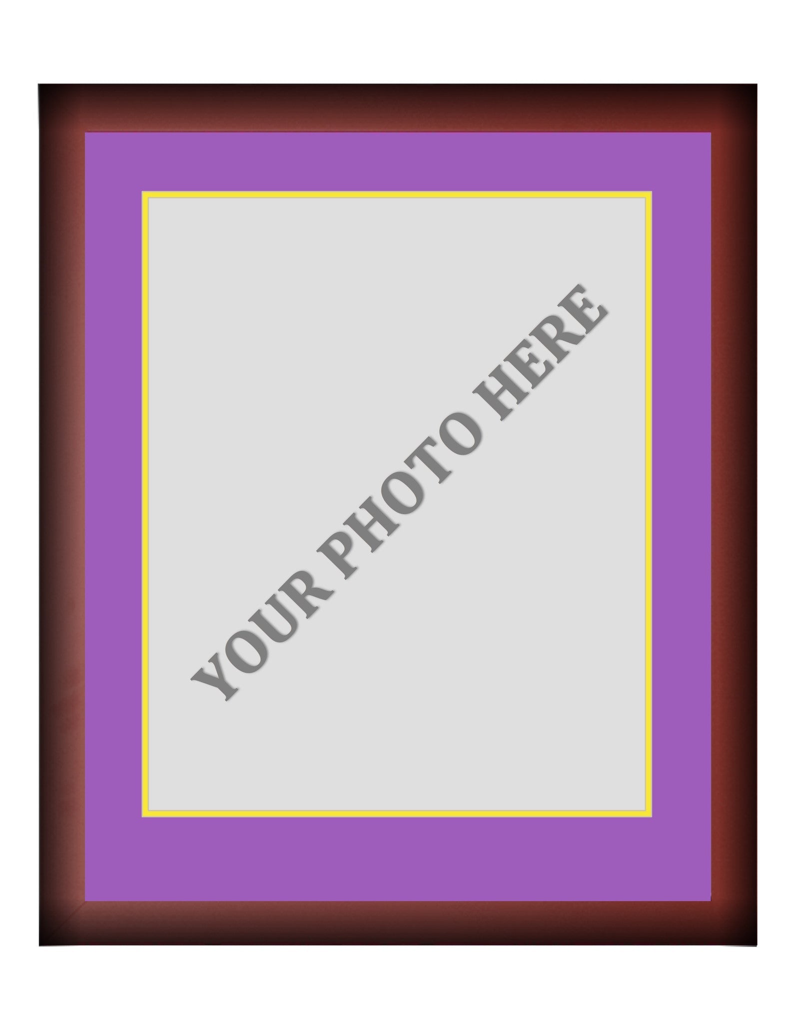 Frame Kit - Cherry Wood Frame | Purple Matting | Yellow Trim - Sports Collectibles, Sports Memorabilia, Sports Fan Shop, Sports Gifts