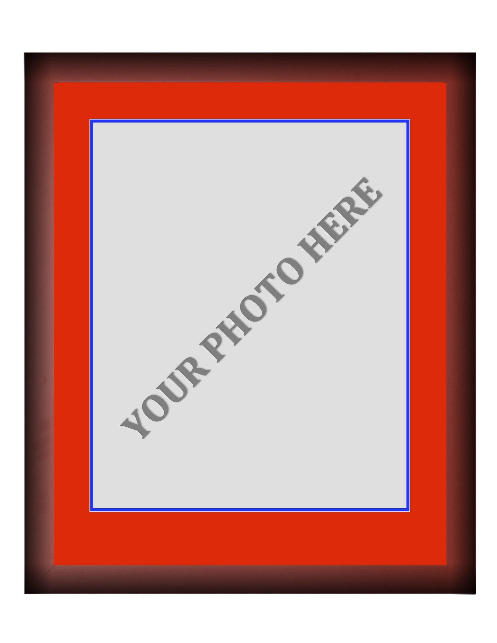 Frame Kit - Cherry Wood Frame | Red Matting | Blue Trim - Sports Collectibles, Sports Memorabilia, Sports Fan Shop, Sports Gifts