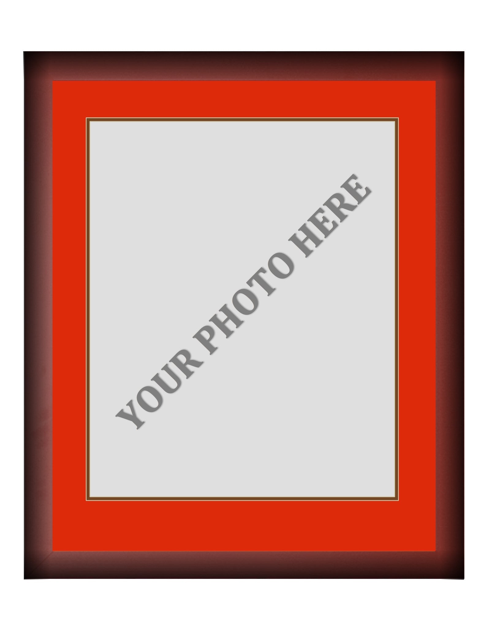 Frame Kit - Cherry Wood Frame | Red Matting | Brown Trim - Sports Collectibles, Sports Memorabilia, Sports Fan Shop, Sports Gifts