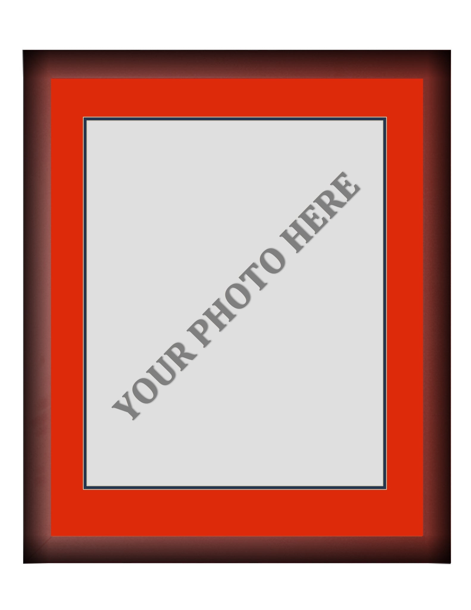 Frame Kit - Cherry Wood Frame | Red Matting | Dark Blue Trim - Sports Collectibles, Sports Memorabilia, Sports Fan Shop, Sports Gifts