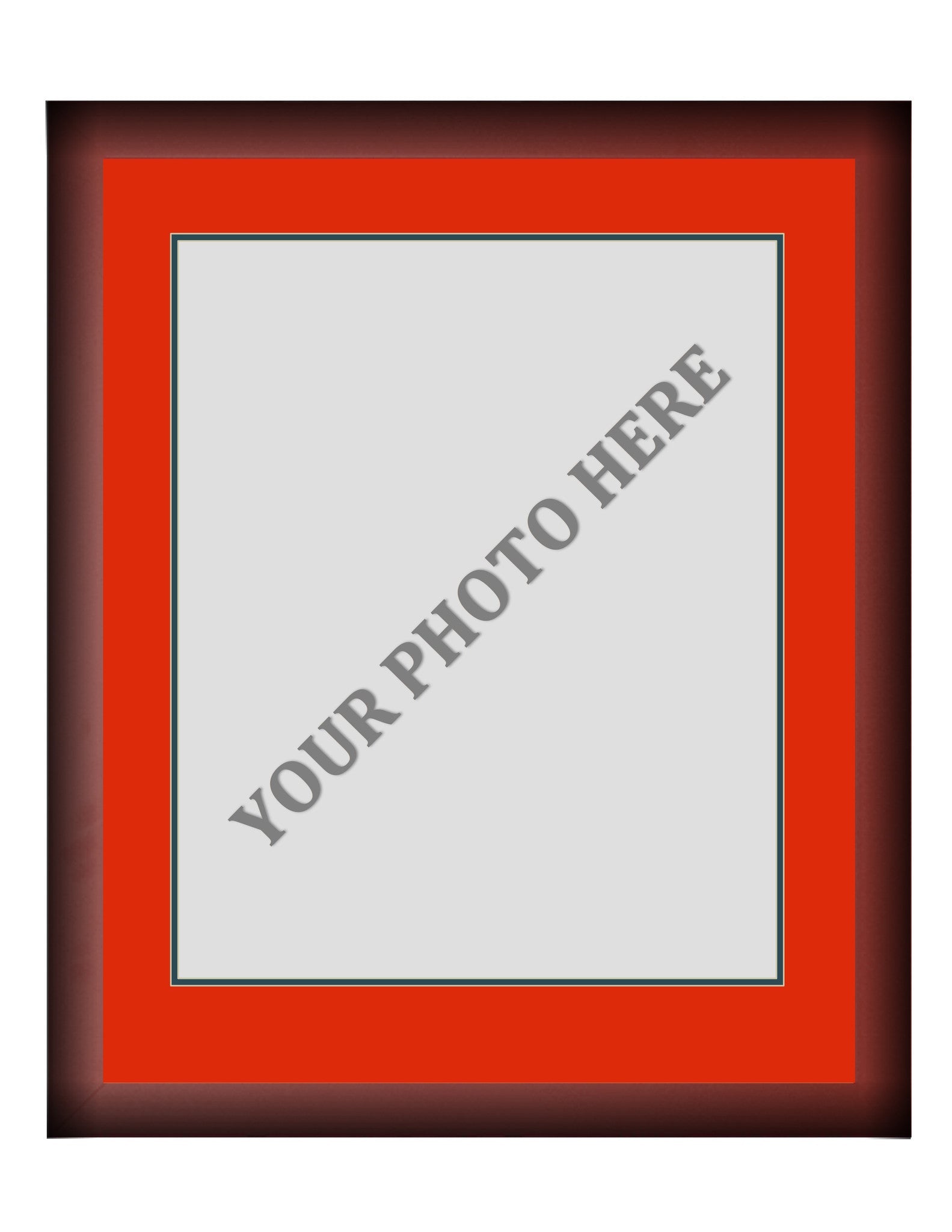 Frame Kit - Cherry Wood Frame | Red Matting | Dark Green Trim - Sports Collectibles, Sports Memorabilia, Sports Fan Shop, Sports Gifts