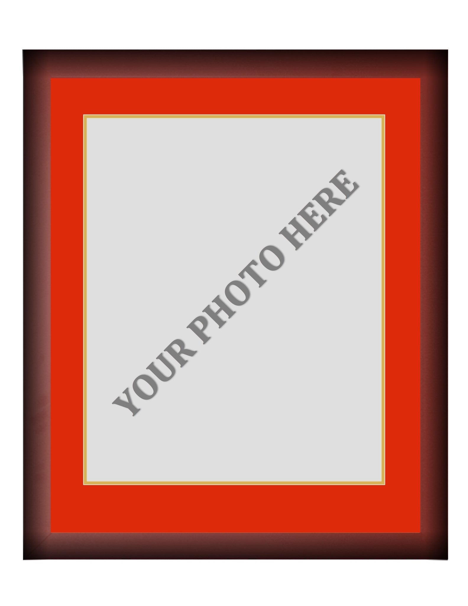 Frame Kit - Cherry Wood Frame | Red Matting | Gold Trim - Sports Collectibles, Sports Memorabilia, Sports Fan Shop, Sports Gifts