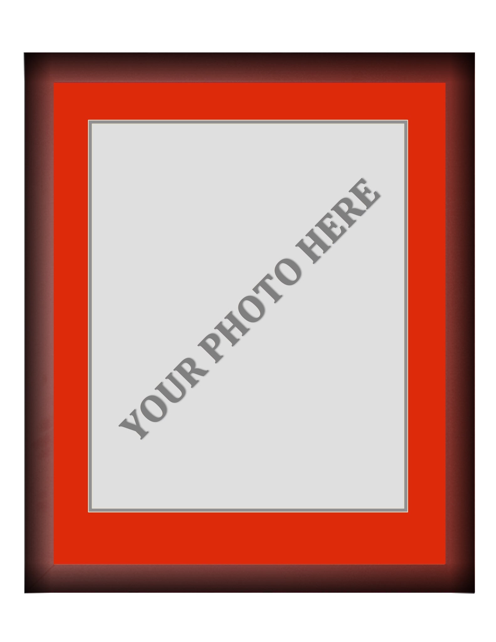 Frame Kit - Cherry Wood Frame | Red Matting | Gray Trim - Sports Collectibles, Sports Memorabilia, Sports Fan Shop, Sports Gifts