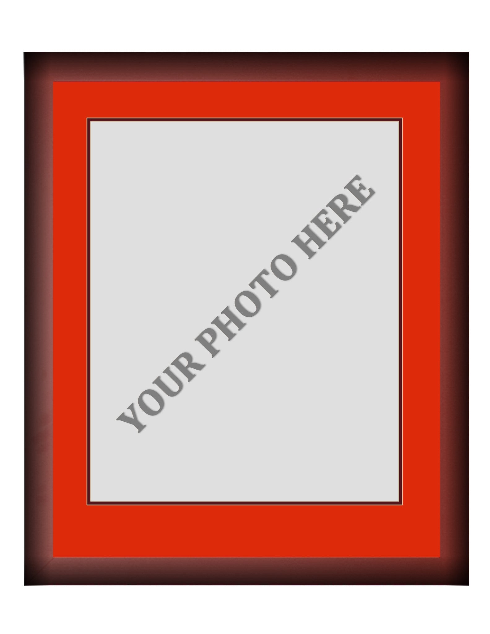 Frame Kit - Cherry Wood Frame | Red Matting | Maroon Trim - Sports Collectibles, Sports Memorabilia, Sports Fan Shop, Sports Gifts