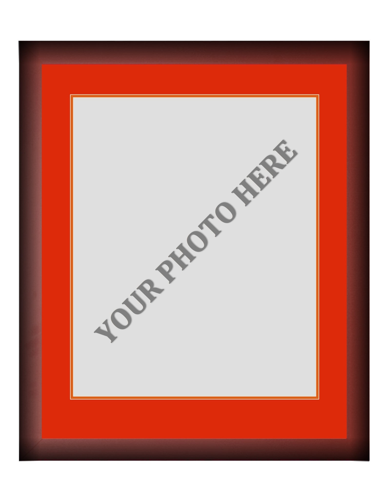 Frame Kit - Cherry Wood Frame | Red Matting | Orange Trim - Sports Collectibles, Sports Memorabilia, Sports Fan Shop, Sports Gifts