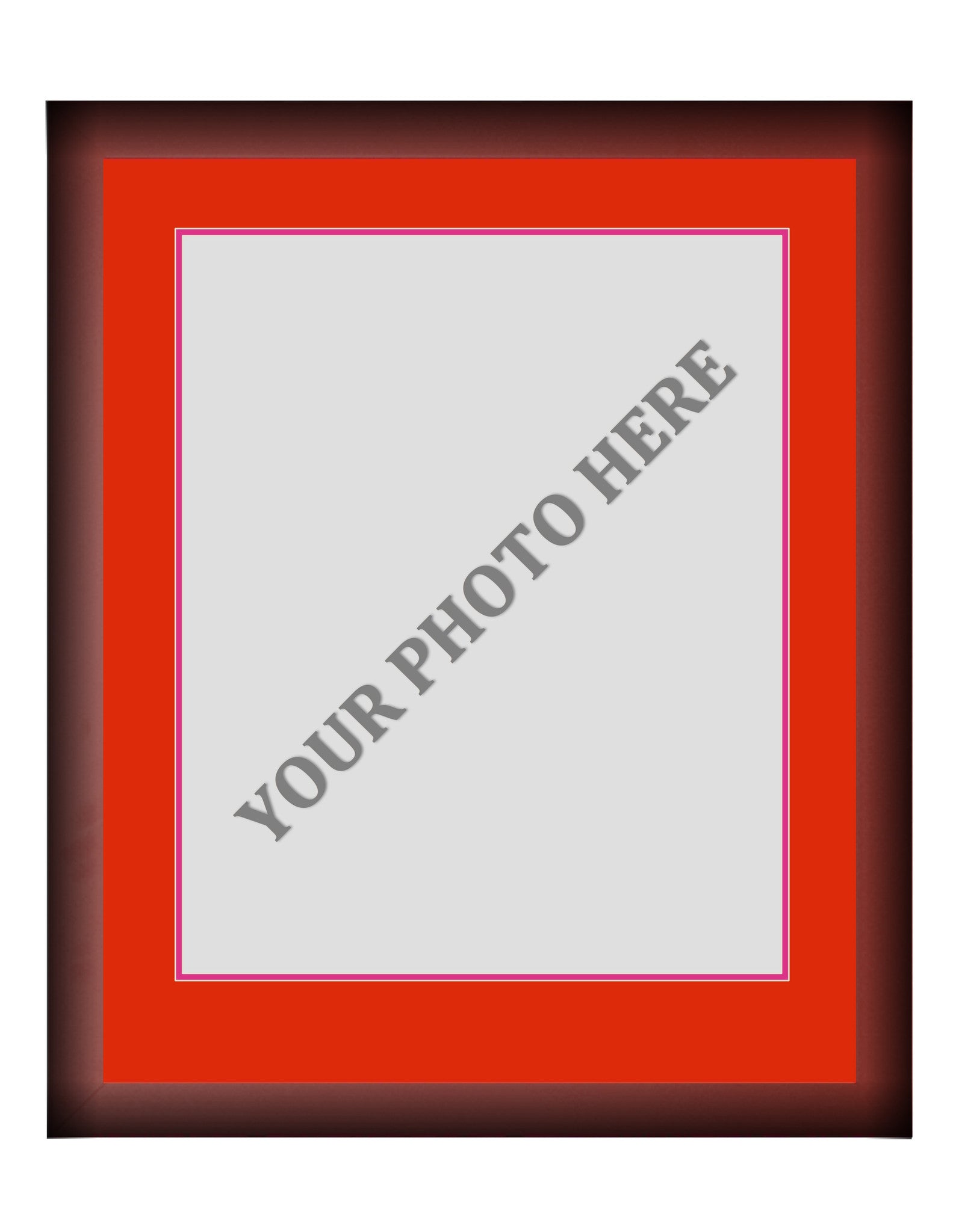 Frame Kit - Cherry Wood Frame | Red Matting | Pink Trim - Sports Collectibles, Sports Memorabilia, Sports Fan Shop, Sports Gifts