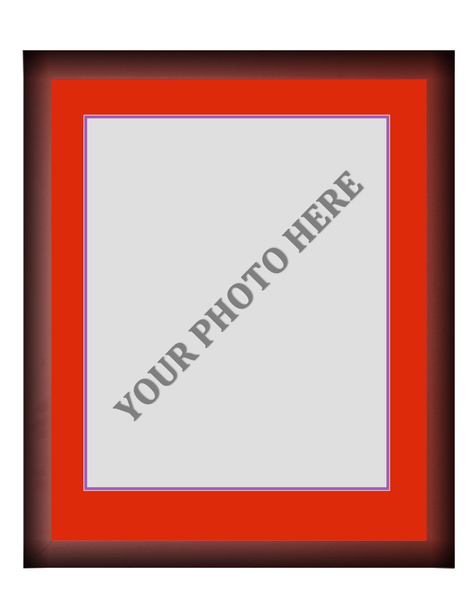Frame Kit - Cherry Wood Frame | Red Matting | Purple Trim - Sports Collectibles, Sports Memorabilia, Sports Fan Shop, Sports Gifts