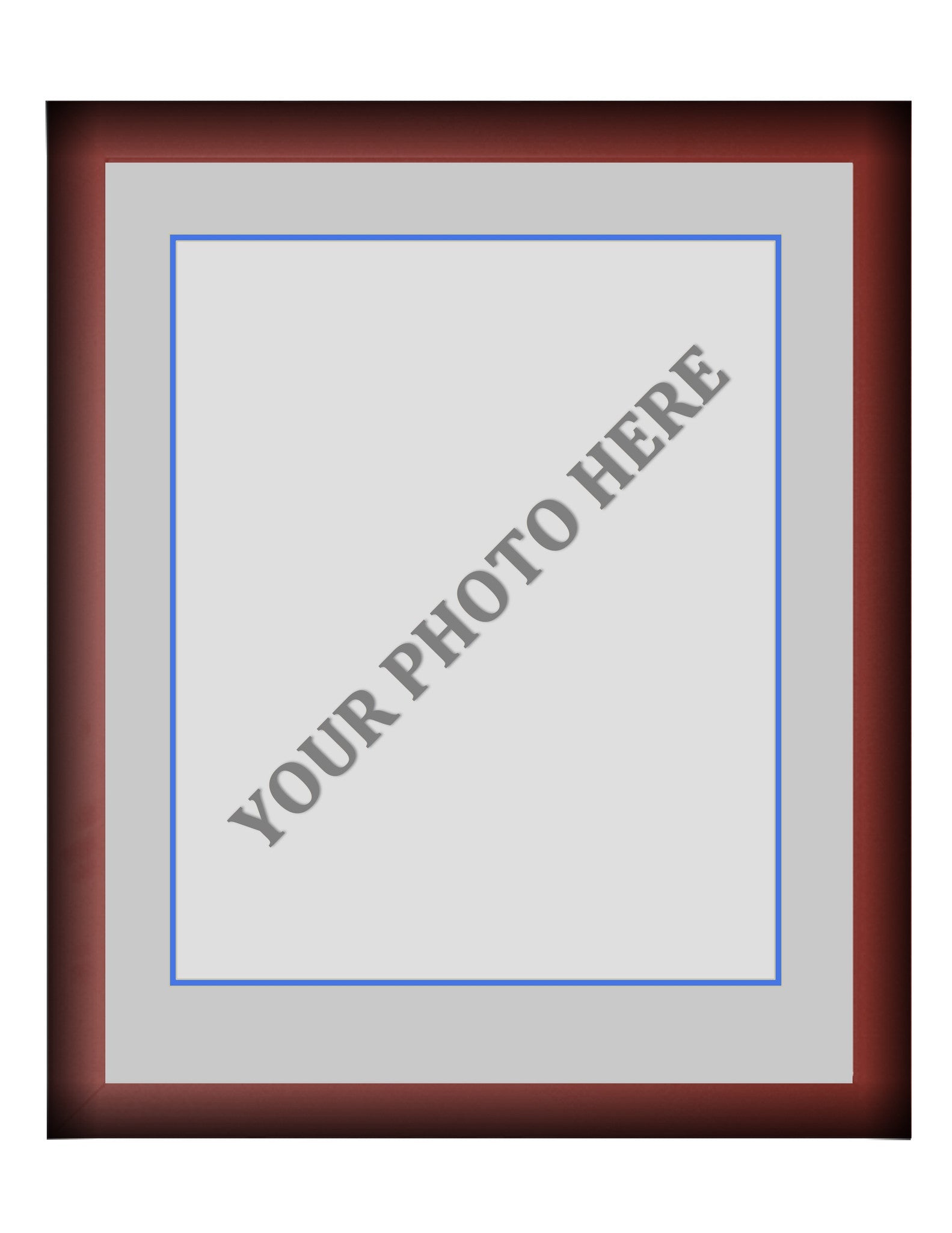 Frame Kit - Cherry Wood Frame | Silver Matting | Blue Trim - Sports Collectibles, Sports Memorabilia, Sports Fan Shop, Sports Gifts