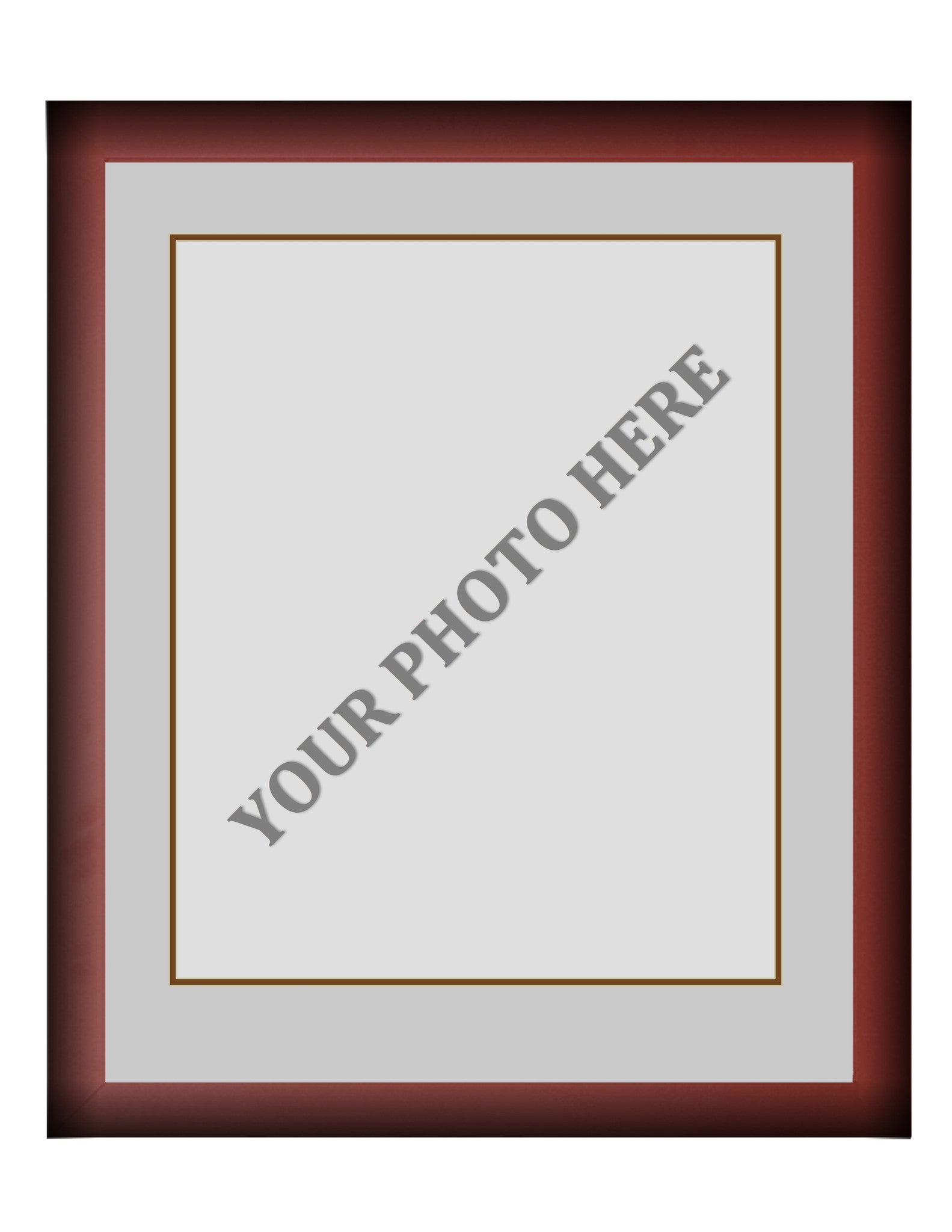 Frame Kit - Cherry Wood Frame | Silver Matting | Brown Trim - Sports Collectibles, Sports Memorabilia, Sports Fan Shop, Sports Gifts