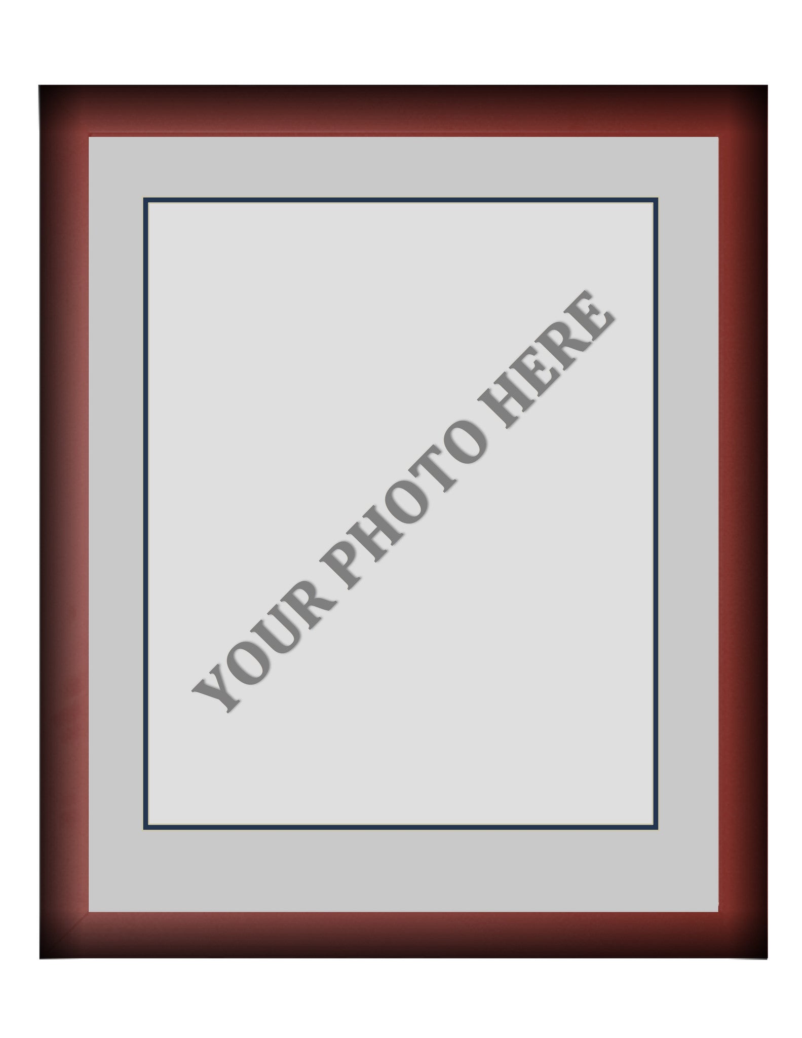 Frame Kit - Cherry Wood Frame | Silver Matting | Dark Blue Trim - Sports Collectibles, Sports Memorabilia, Sports Fan Shop, Sports Gifts