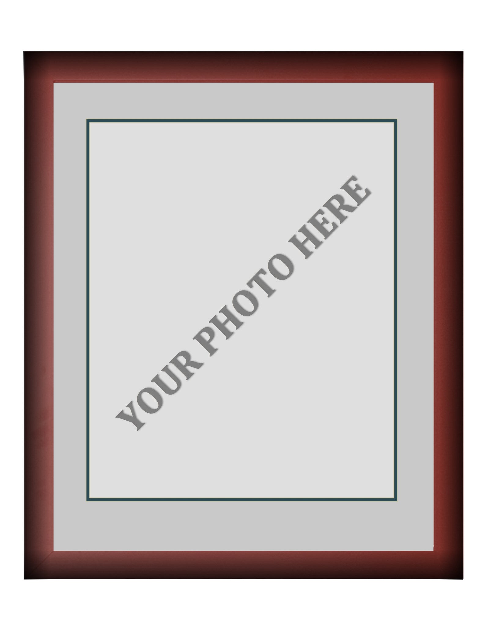 Frame Kit - Cherry Wood Frame | Silver Matting | Dark Green Trim - Sports Collectibles, Sports Memorabilia, Sports Fan Shop, Sports Gifts