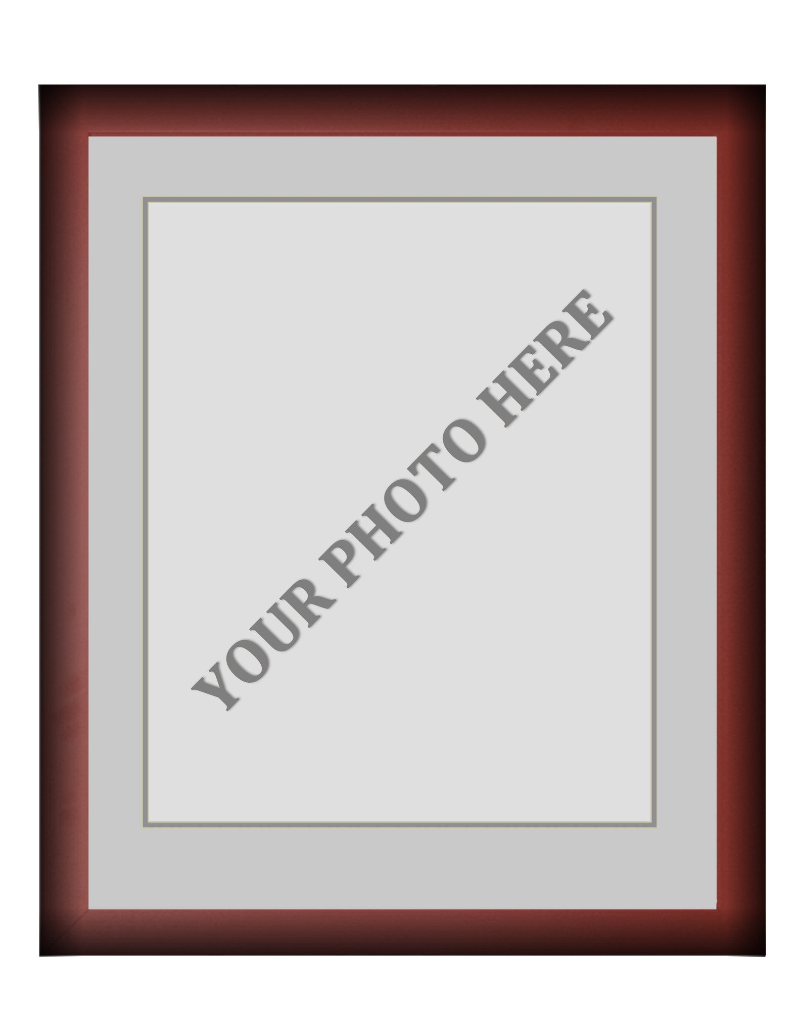 Frame Kit - Cherry Wood Frame | Silver Matting | Gray Trim - Sports Collectibles, Sports Memorabilia, Sports Fan Shop, Sports Gifts