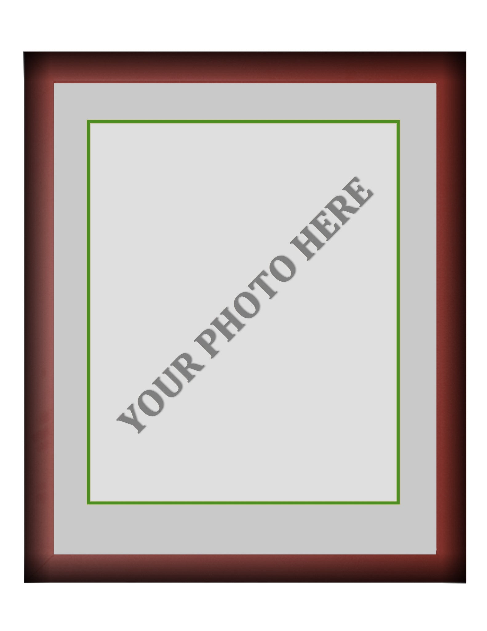 Frame Kit - Cherry Wood Frame | Silver Matting | Green Trim - Sports Collectibles, Sports Memorabilia, Sports Fan Shop, Sports Gifts