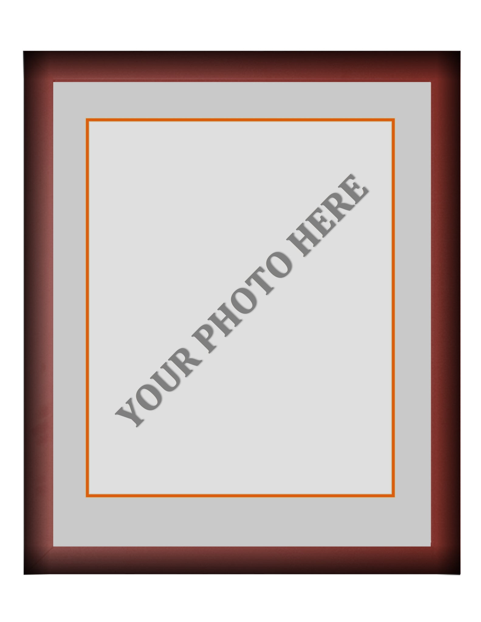 Frame Kit - Cherry Wood Frame | Silver Matting | Orange Trim - Sports Collectibles, Sports Memorabilia, Sports Fan Shop, Sports Gifts