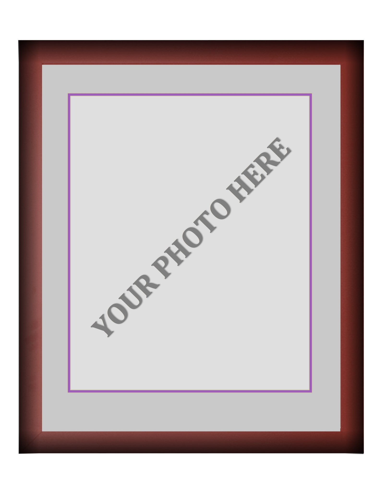 Frame Kit - Cherry Wood Frame | Silver Matting | Purple Trim - Sports Collectibles, Sports Memorabilia, Sports Fan Shop, Sports Gifts