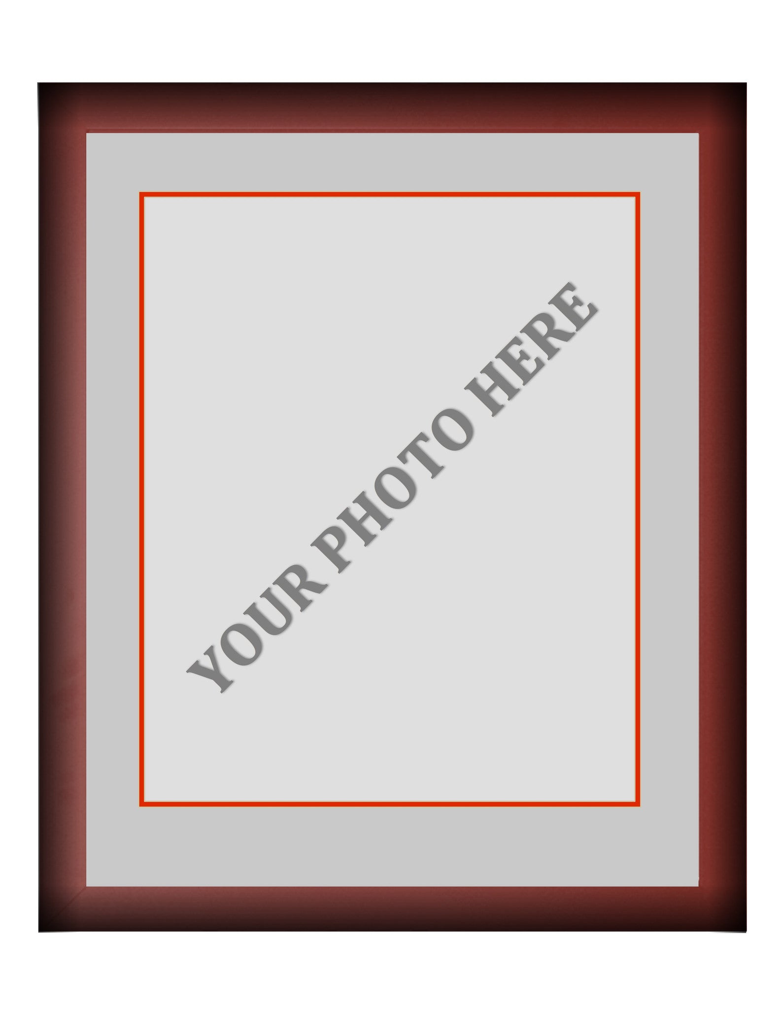 Frame Kit - Cherry Wood Frame | Silver Matting | Red Trim - Sports Collectibles, Sports Memorabilia, Sports Fan Shop, Sports Gifts