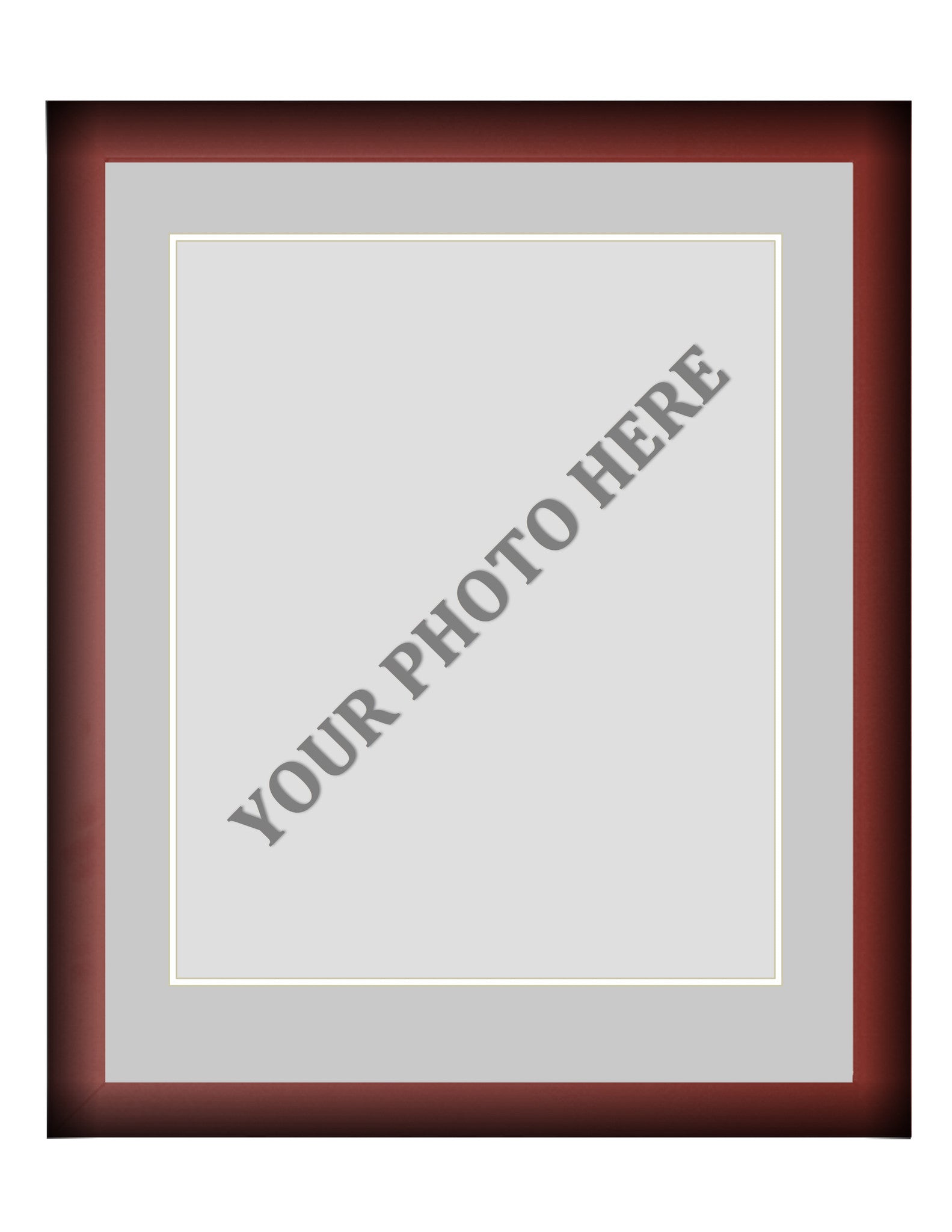 Frame Kit - Cherry Wood Frame | Silver Matting | White Trim - Sports Collectibles, Sports Memorabilia, Sports Fan Shop, Sports Gifts