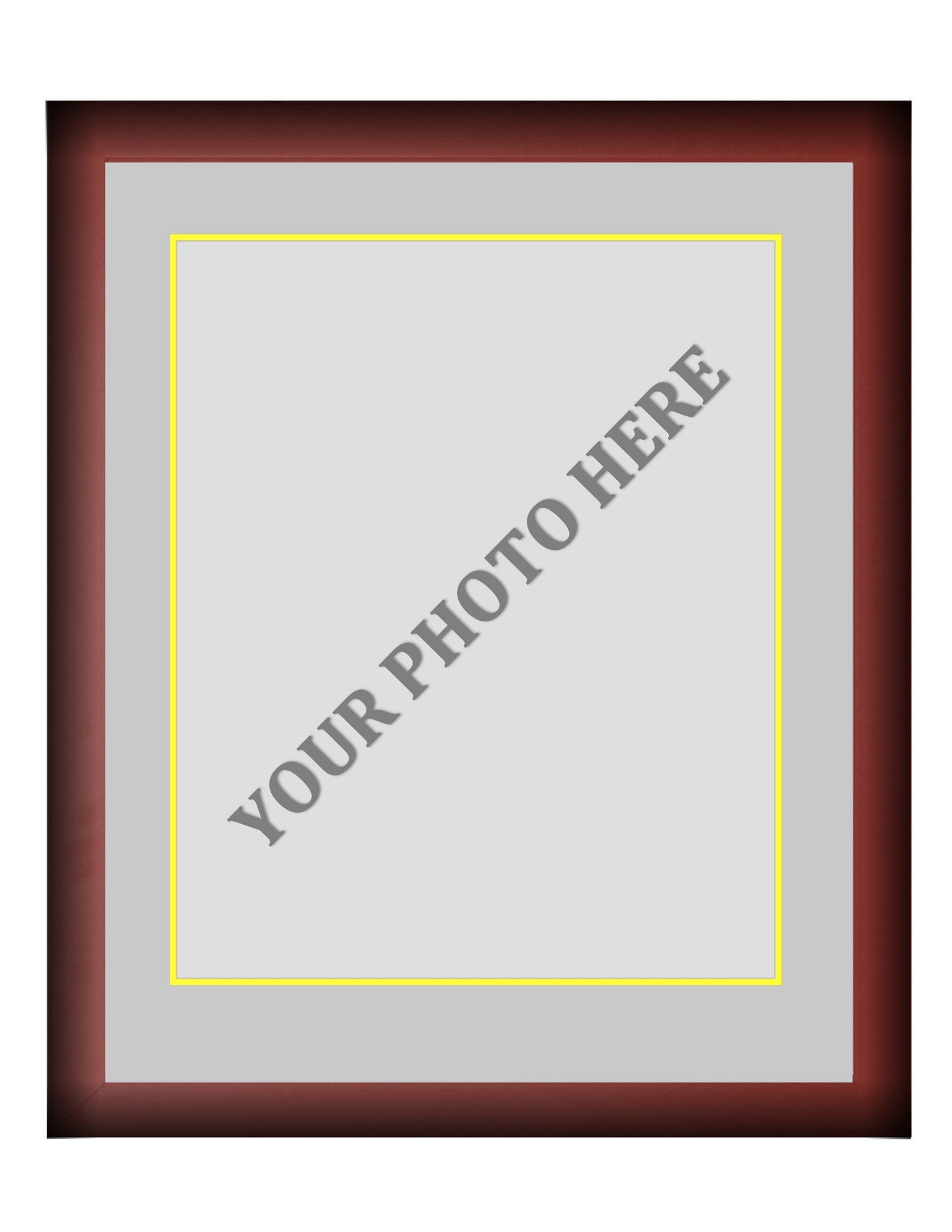 Frame Kit - Cherry Wood Frame | Silver Matting | Yellow Trim - Sports Collectibles, Sports Memorabilia, Sports Fan Shop, Sports Gifts