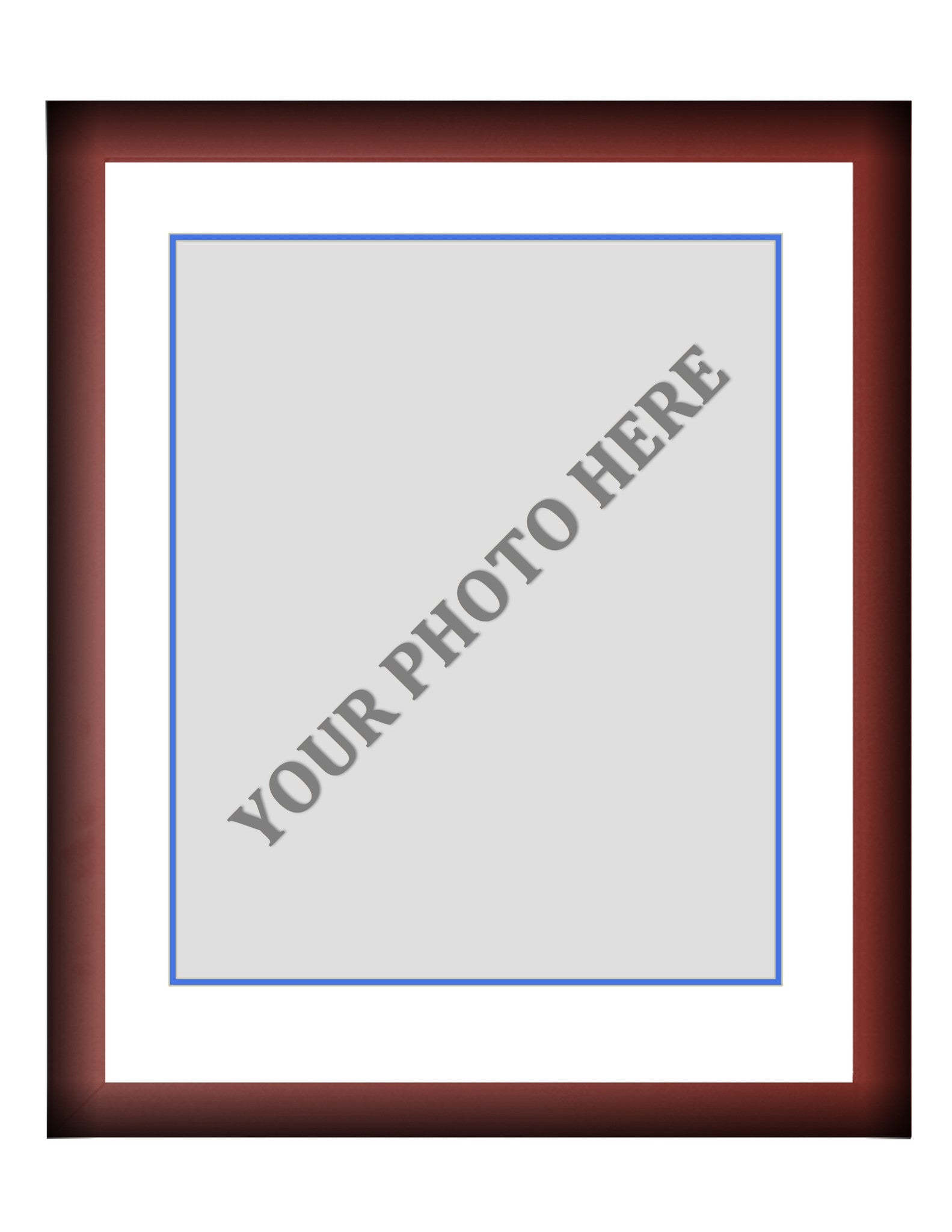 Frame Kit - Cherry Wood Frame | White Matting | Blue Trim - Sports Collectibles, Sports Memorabilia, Sports Fan Shop, Sports Gifts