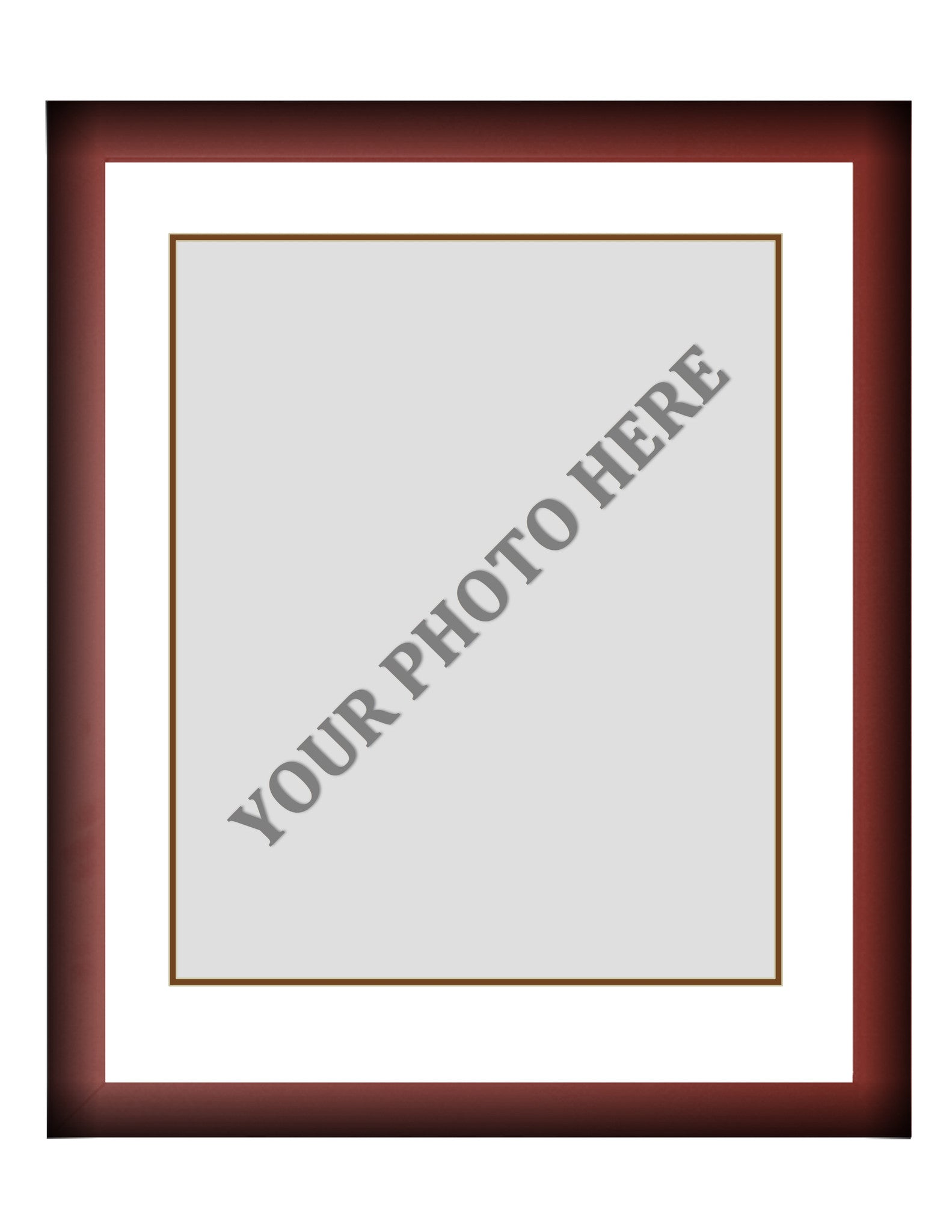 Frame Kit - Cherry Wood Frame | White Matting | Brown Trim - Sports Collectibles, Sports Memorabilia, Sports Fan Shop, Sports Gifts