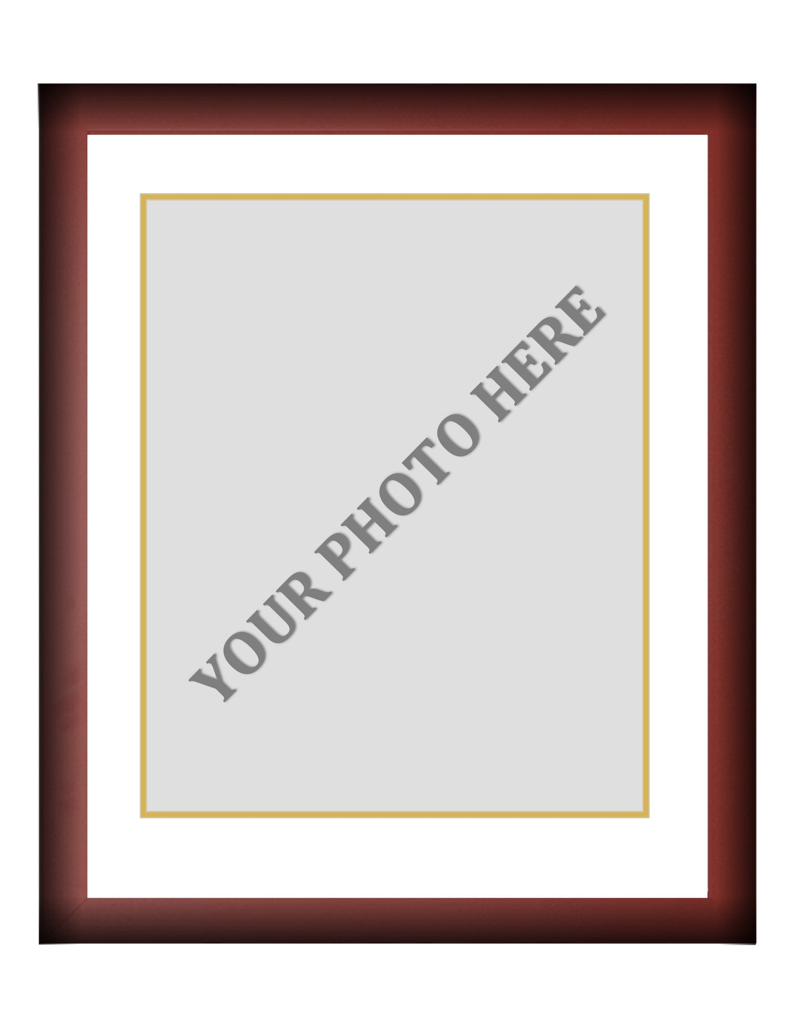 Frame Kit - Cherry Wood Frame | White Matting | Gold Trim - Sports Collectibles, Sports Memorabilia, Sports Fan Shop, Sports Gifts