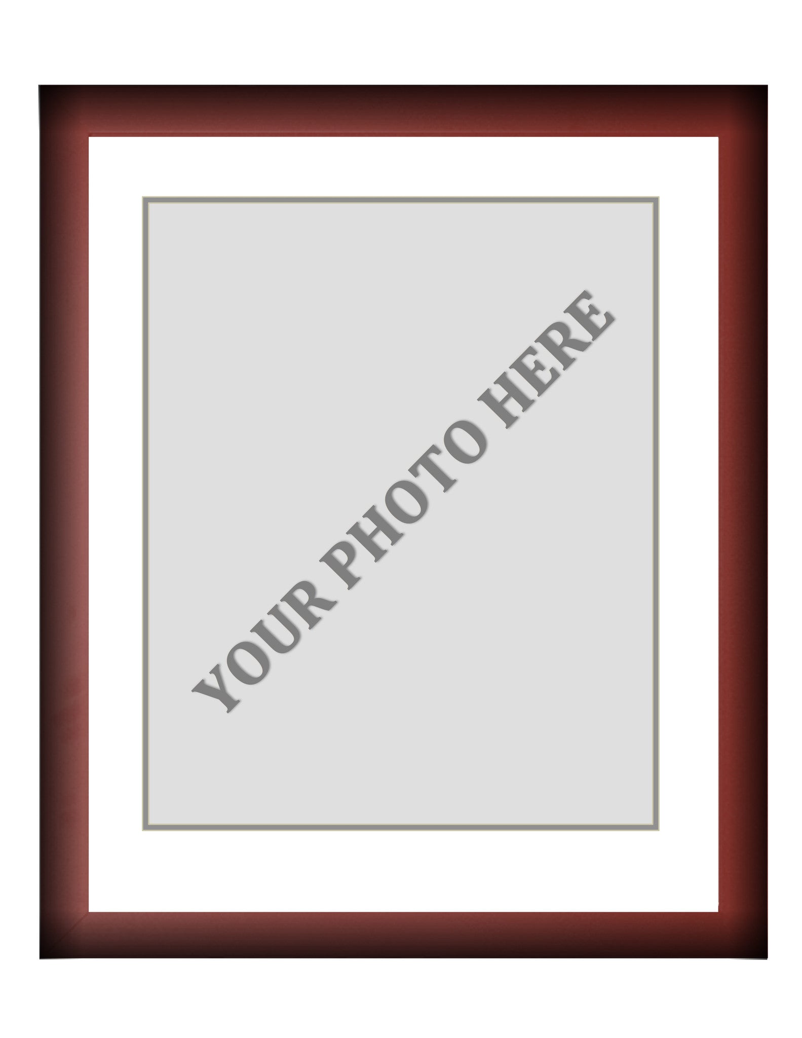 Frame Kit - Cherry Wood Frame | White Matting | Gray Trim - Sports Collectibles, Sports Memorabilia, Sports Fan Shop, Sports Gifts