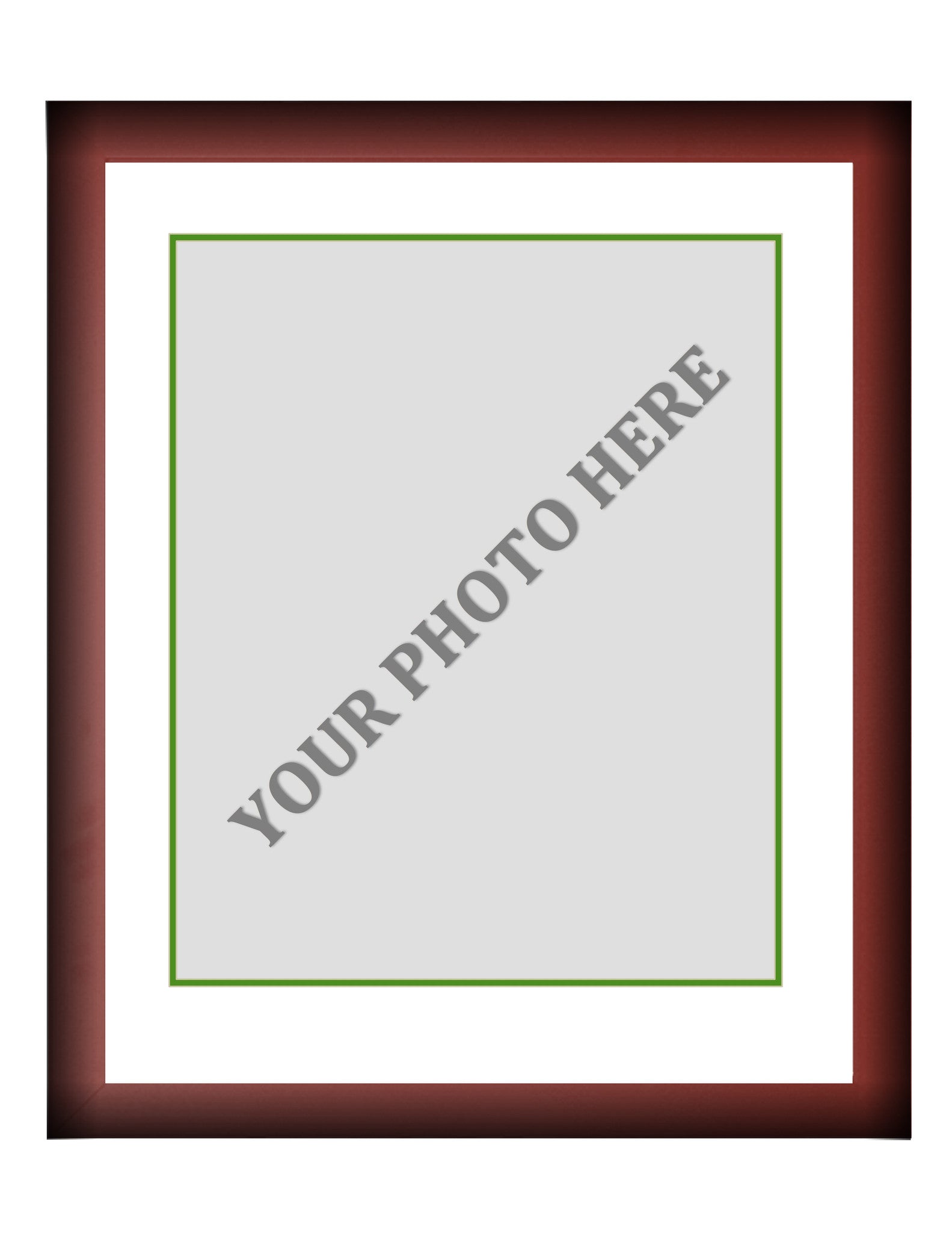 Frame Kit - Cherry Wood Frame | White Matting | Green Trim - Sports Collectibles, Sports Memorabilia, Sports Fan Shop, Sports Gifts