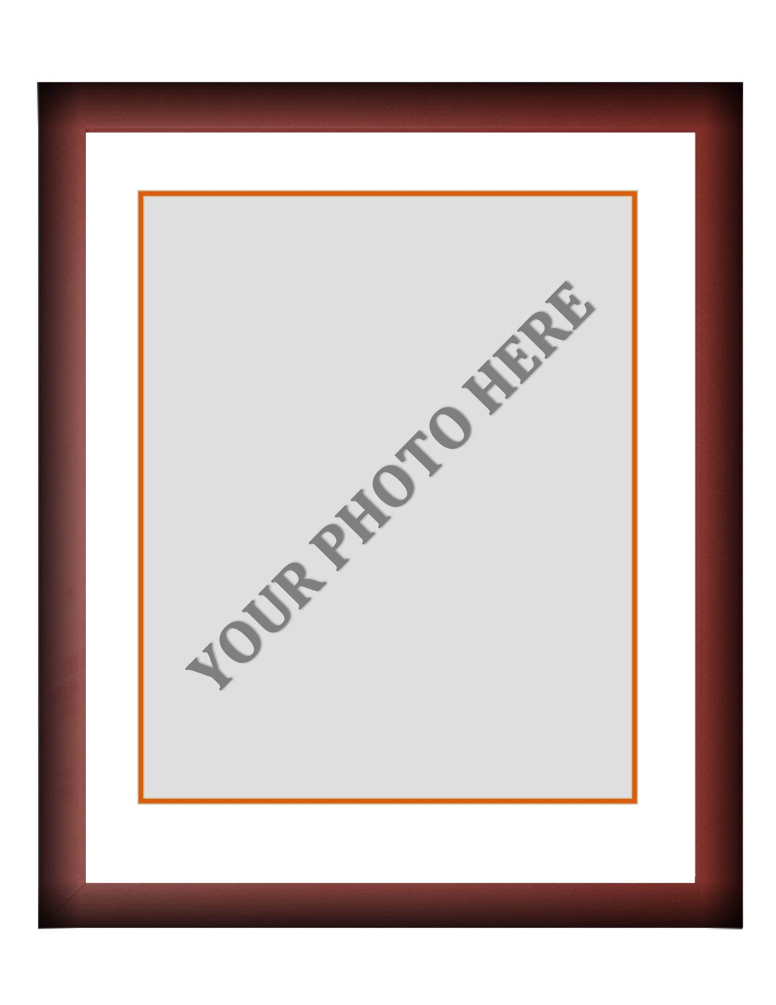 Frame Kit - Cherry Wood Frame | White Matting | Orange Trim - Sports Collectibles, Sports Memorabilia, Sports Fan Shop, Sports Gifts