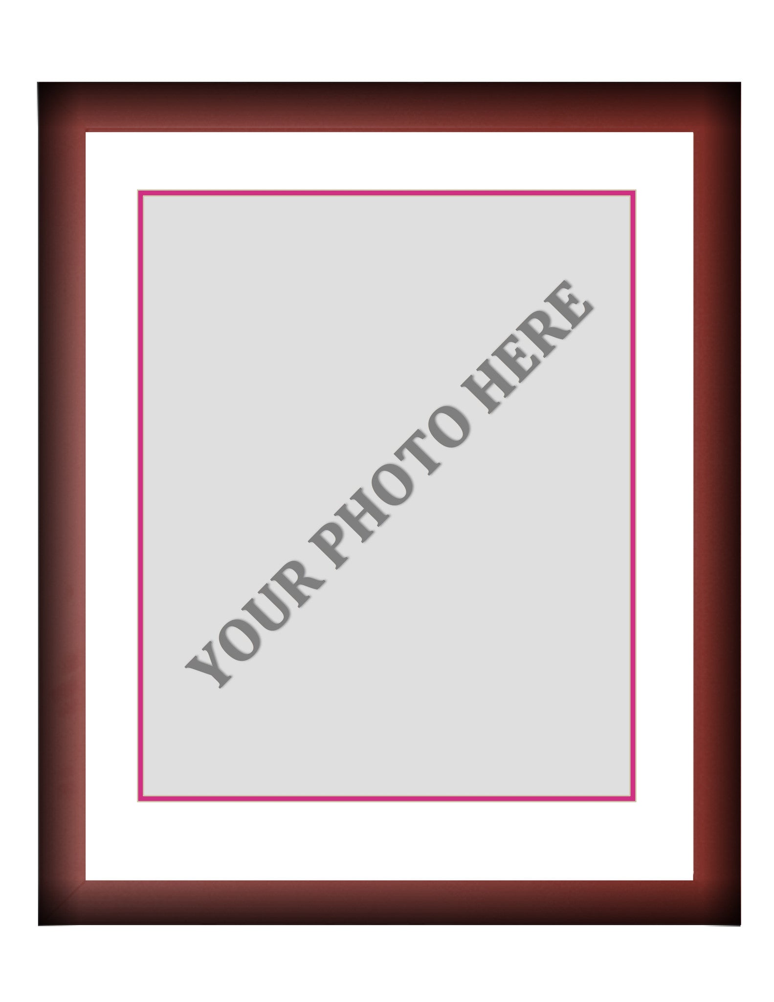 Frame Kit - Cherry Wood Frame | White Matting | Pink Trim - Sports Collectibles, Sports Memorabilia, Sports Fan Shop, Sports Gifts