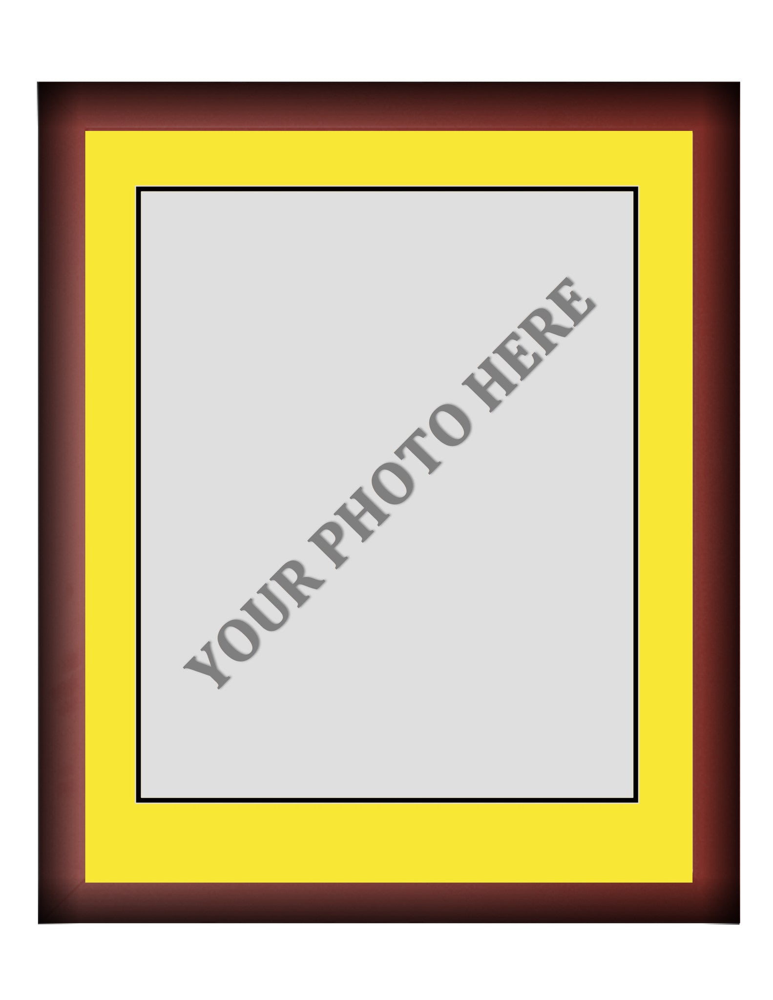 Frame Kit - Cherry Wood Frame | Yellow Matting | Black Trim - Sports Collectibles, Sports Memorabilia, Sports Fan Shop, Sports Gifts