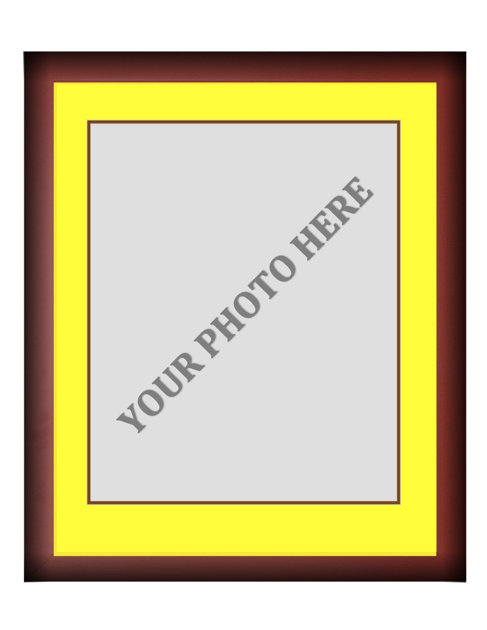 Frame Kit - Cherry Wood Frame | Yellow Matting | Brown Trim - Sports Collectibles, Sports Memorabilia, Sports Fan Shop, Sports Gifts