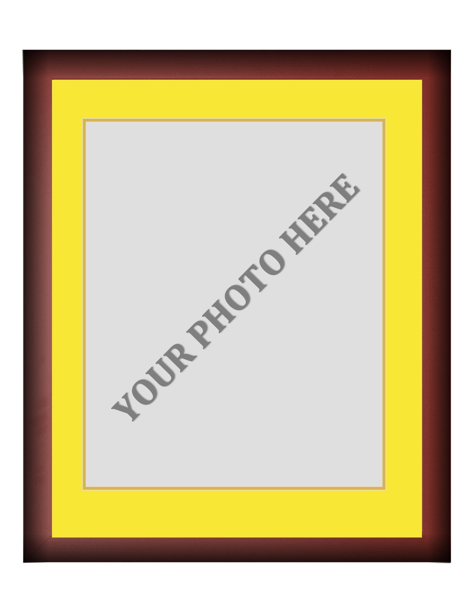 Frame Kit - Cherry Wood Frame | Yellow Matting | Gold Trim - Sports Collectibles, Sports Memorabilia, Sports Fan Shop, Sports Gifts