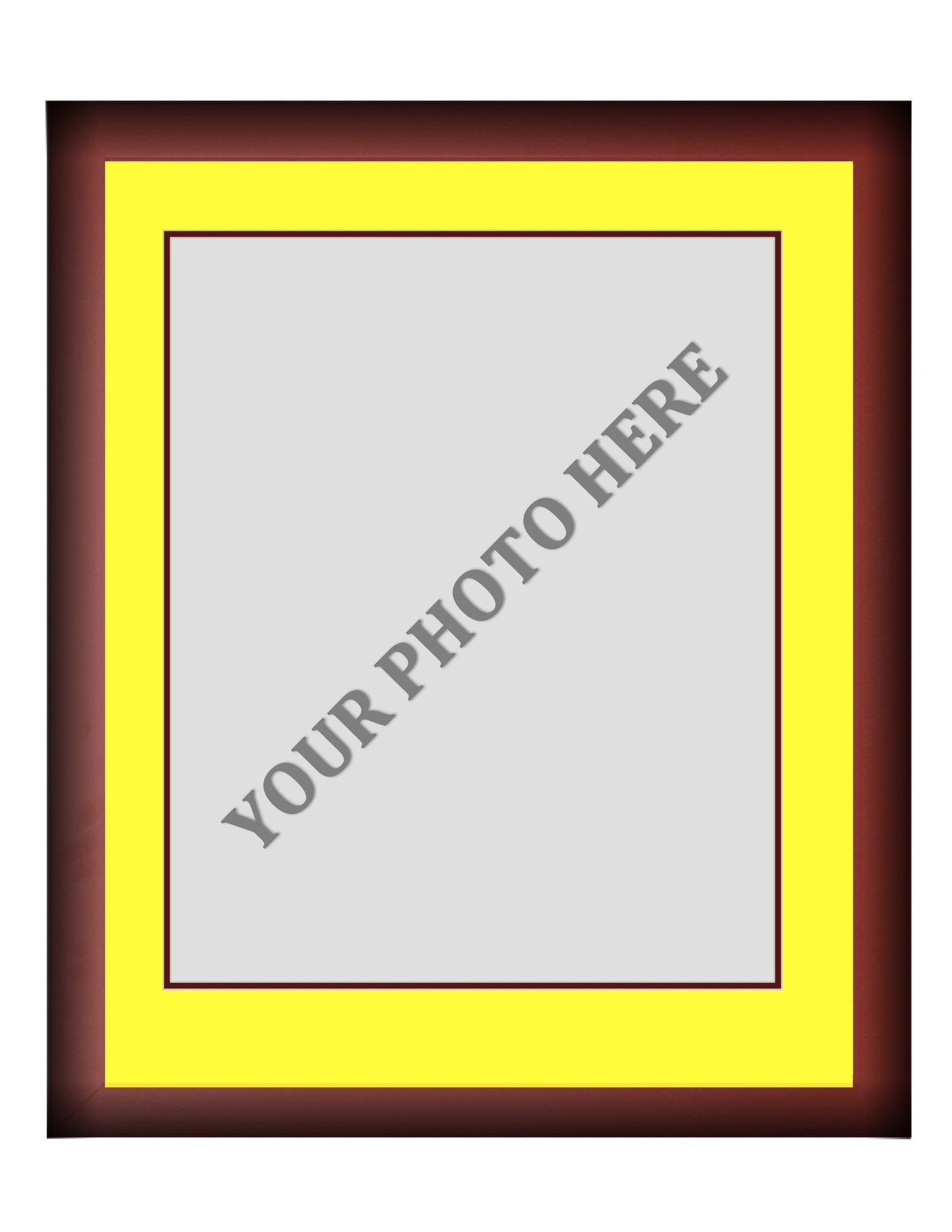 Frame Kit - Cherry Wood Frame | Yellow Matting | Maroon Trim - Sports Collectibles, Sports Memorabilia, Sports Fan Shop, Sports Gifts