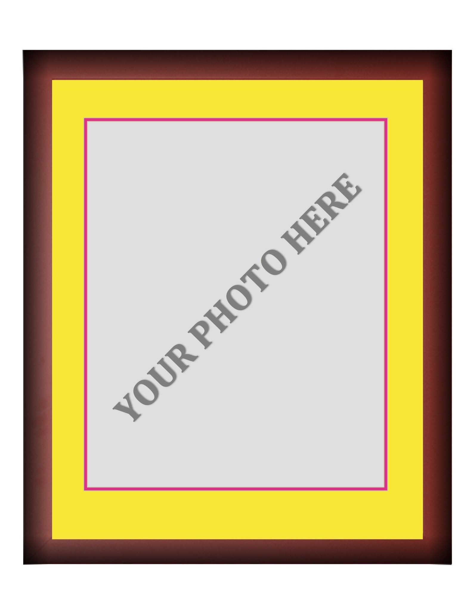 Frame Kit - Cherry Wood Frame | Yellow Matting | Pink Trim - Sports Collectibles, Sports Memorabilia, Sports Fan Shop, Sports Gifts