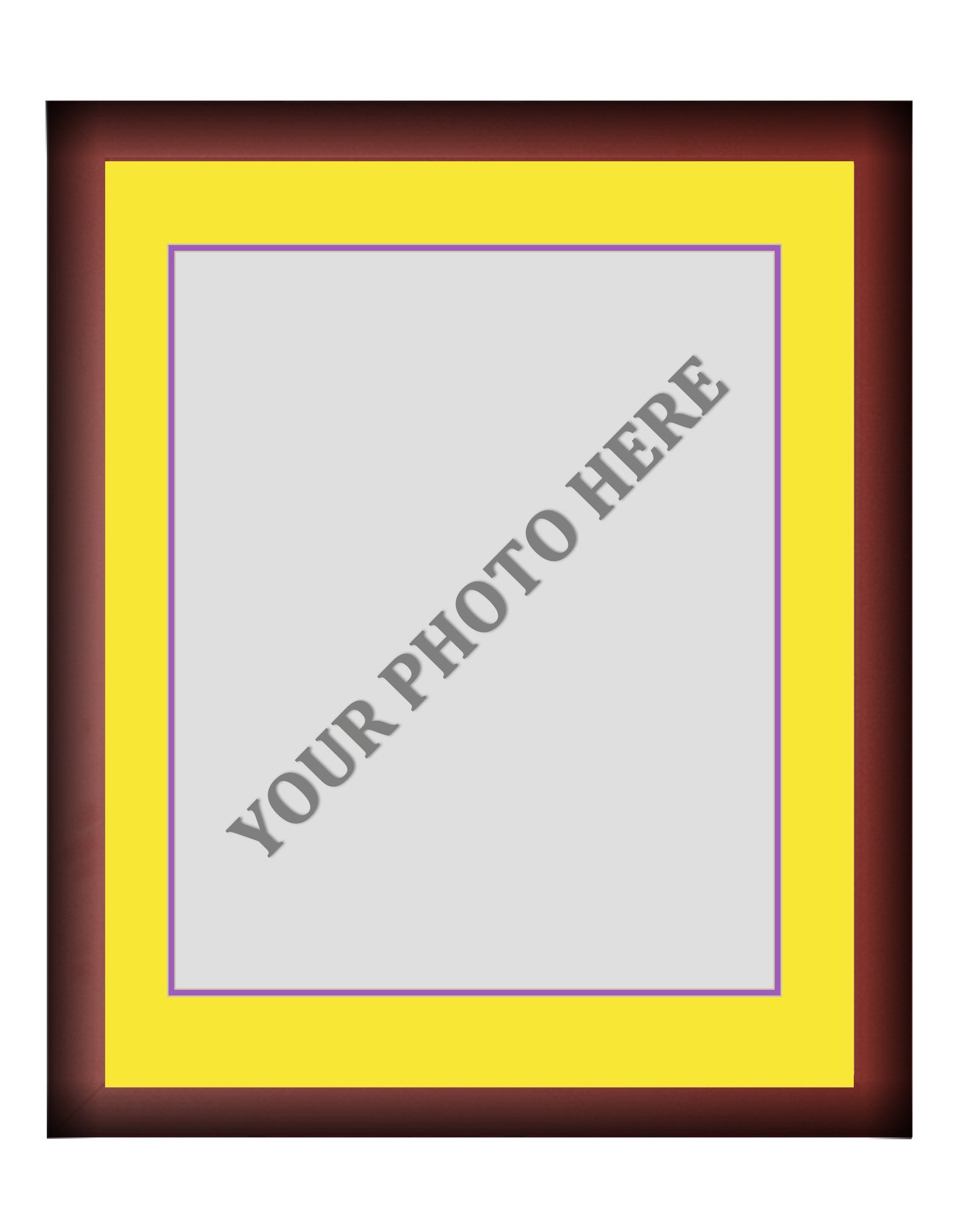 Frame Kit - Cherry Wood Frame | Yellow Matting | Purple Trim - Sports Collectibles, Sports Memorabilia, Sports Fan Shop, Sports Gifts