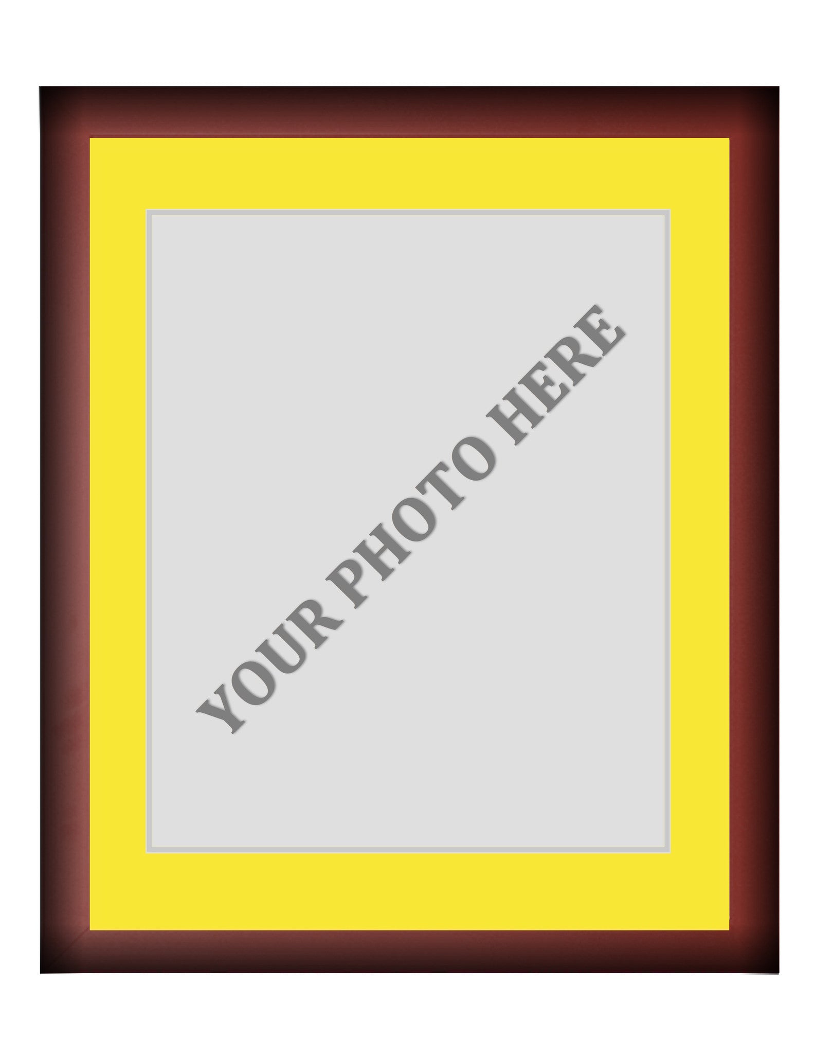 Frame Kit - Cherry Wood Frame | Yellow Matting | Silver Trim - Sports Collectibles, Sports Memorabilia, Sports Fan Shop, Sports Gifts