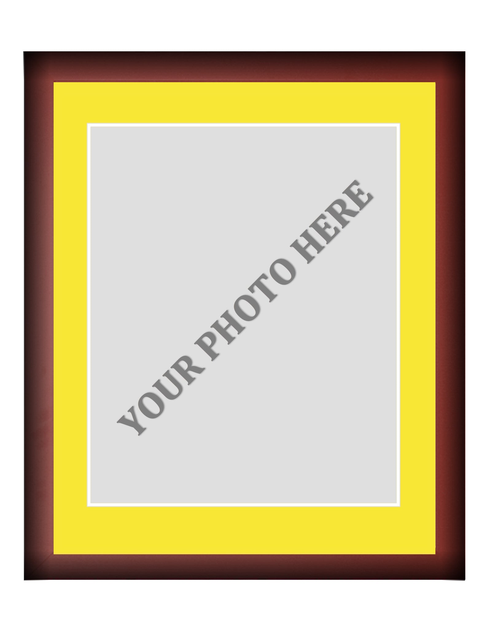 Frame Kit - Cherry Wood Frame | Yellow Matting | White Trim - Sports Collectibles, Sports Memorabilia, Sports Fan Shop, Sports Gifts