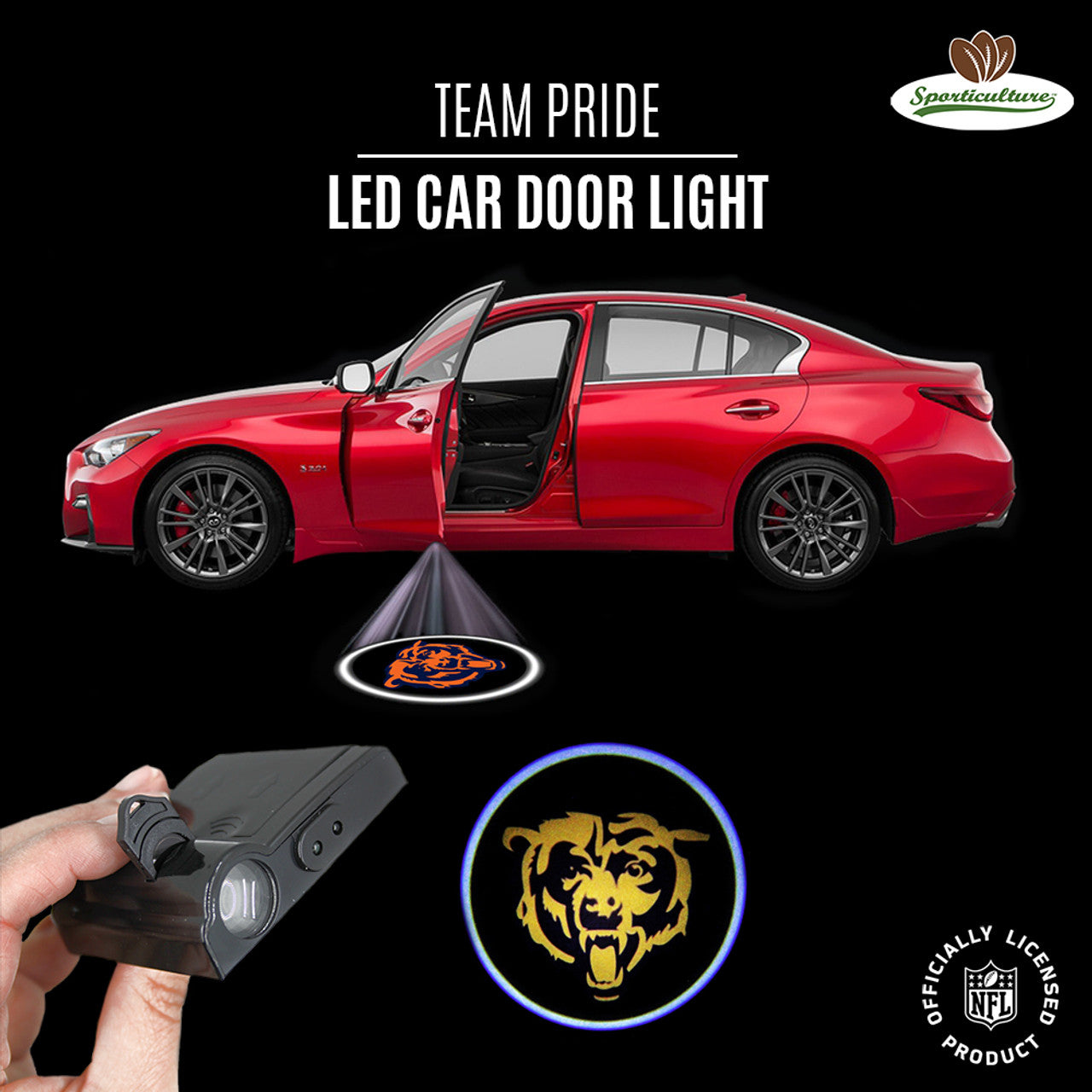 Chicago Bears Car Door Light LED - Sports Collectibles, Sports Memorabilia, Sports Fan Shop, Sports Gifts