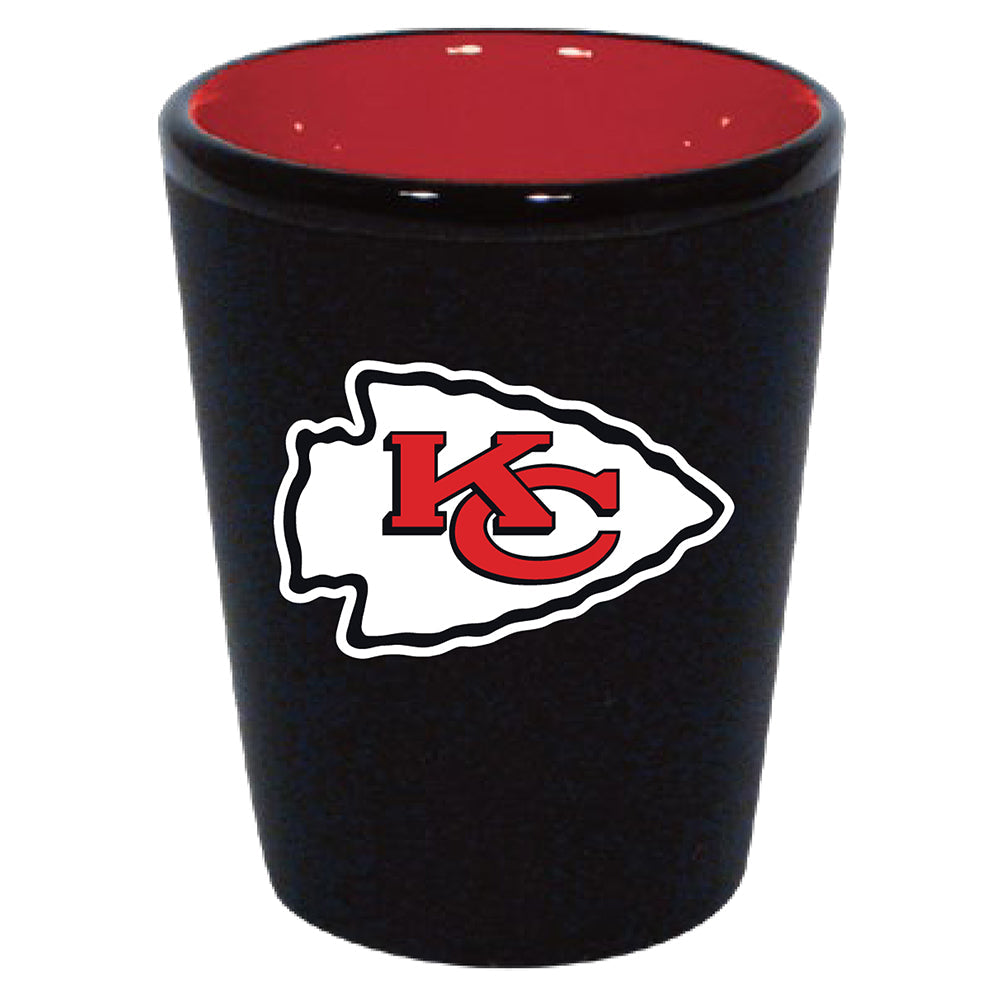 Kansas City Chiefs Matte Black/Inner Color Shot Glass - Sports Collectibles, Sports Memorabilia, Sports Fan Shop, Sports Gifts