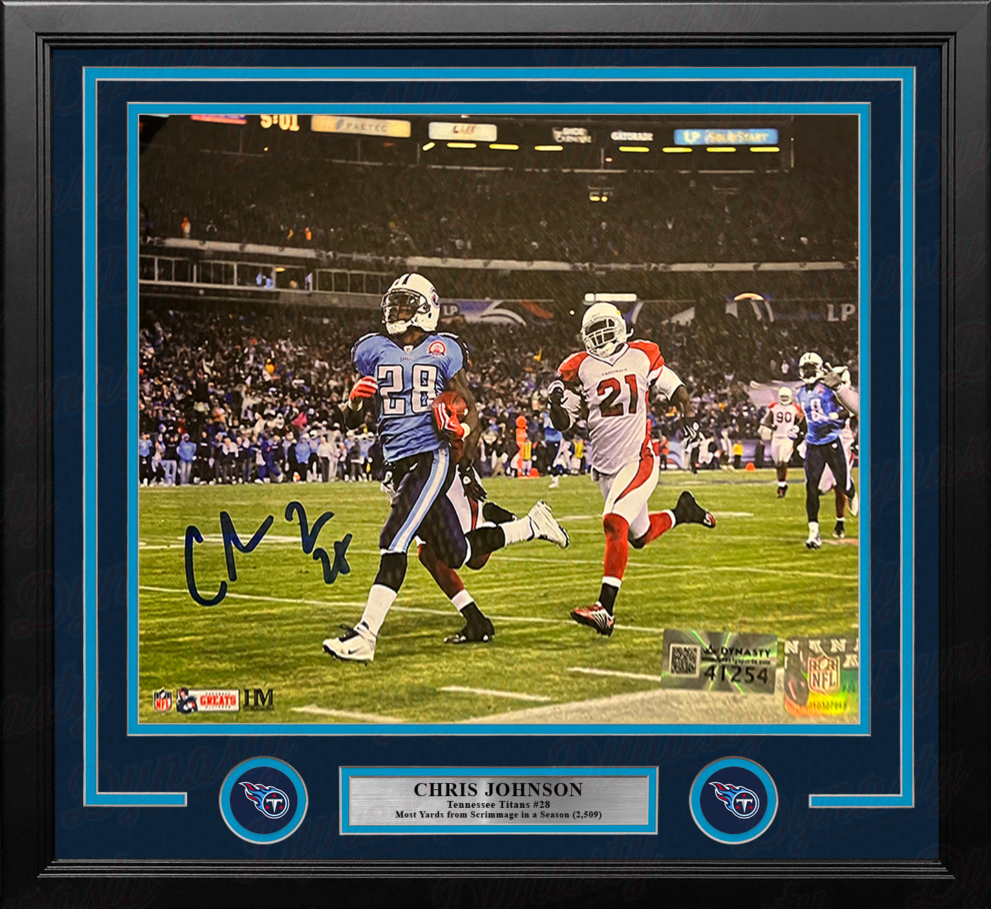 Chris Johnson Sideline Run Tennessee Titans Autographed 11" x 14" Framed Football Photo - Sports Collectibles, Sports Memorabilia, Sports Fan Shop, Sports Gifts