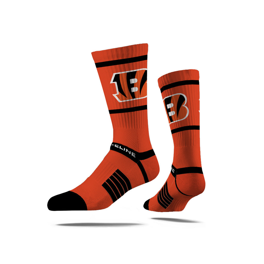 Cincinnati Bengals Premium Knit Crew Primary Logo Team Color Socks - Sports Gifts, Sports Memorabilia, Sports Collectibles, Fan Shop