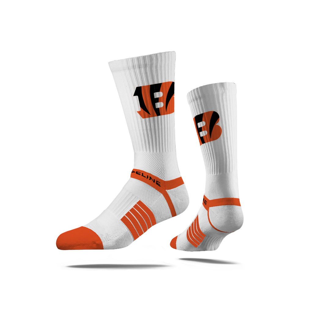 Cincinnati Bengals Premium Knit Crew Primary Logo White Socks - Sports Gifts, Sports Memorabilia, Sports Collectibles, Fan Shop