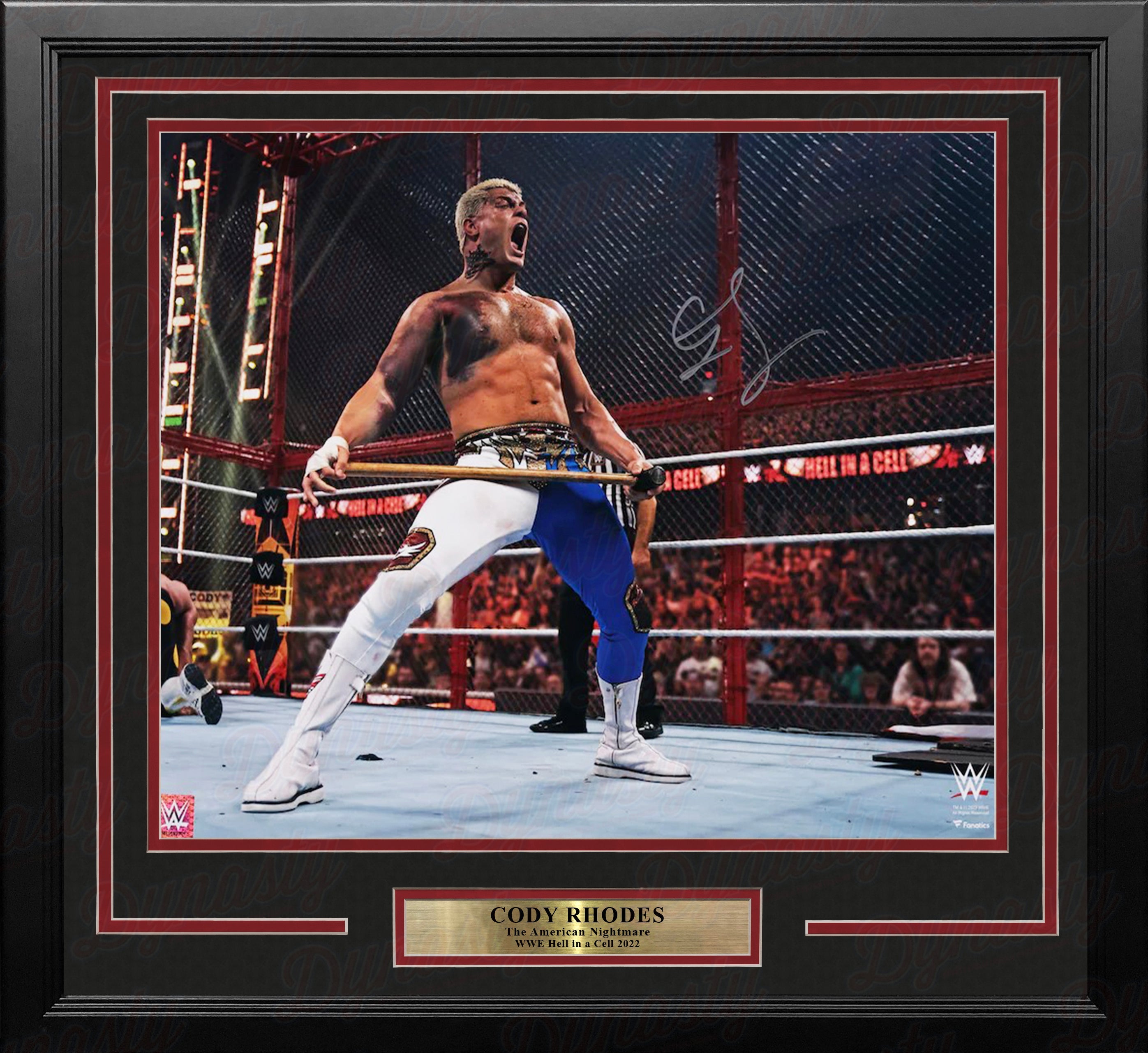 Cody Rhodes Hell in a Cell with a Sledgehammer Autographed 16" x 20" Framed Wrestling Photo - Sports Collectibles, Sports Memorabilia, Sports Fan Shop, Sports Gifts
